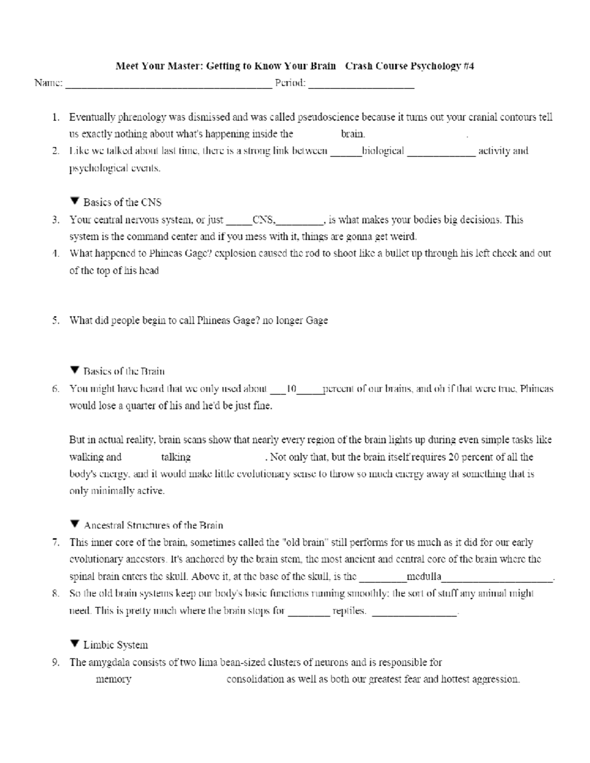 CC Psych 4 Crash Course Worksheets PSY 100 Studocu