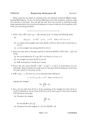 Tutorial 3 Solutions - Questions (1)-(4) are based on exercises (3.4 ...