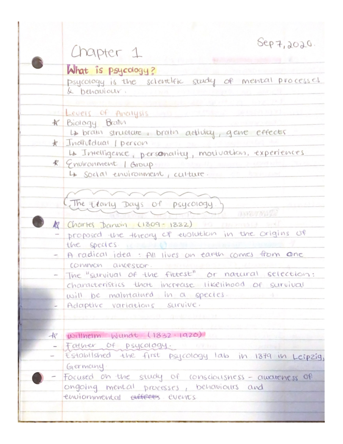 Chapter 1 Notes - Psyc 1105 - Studocu