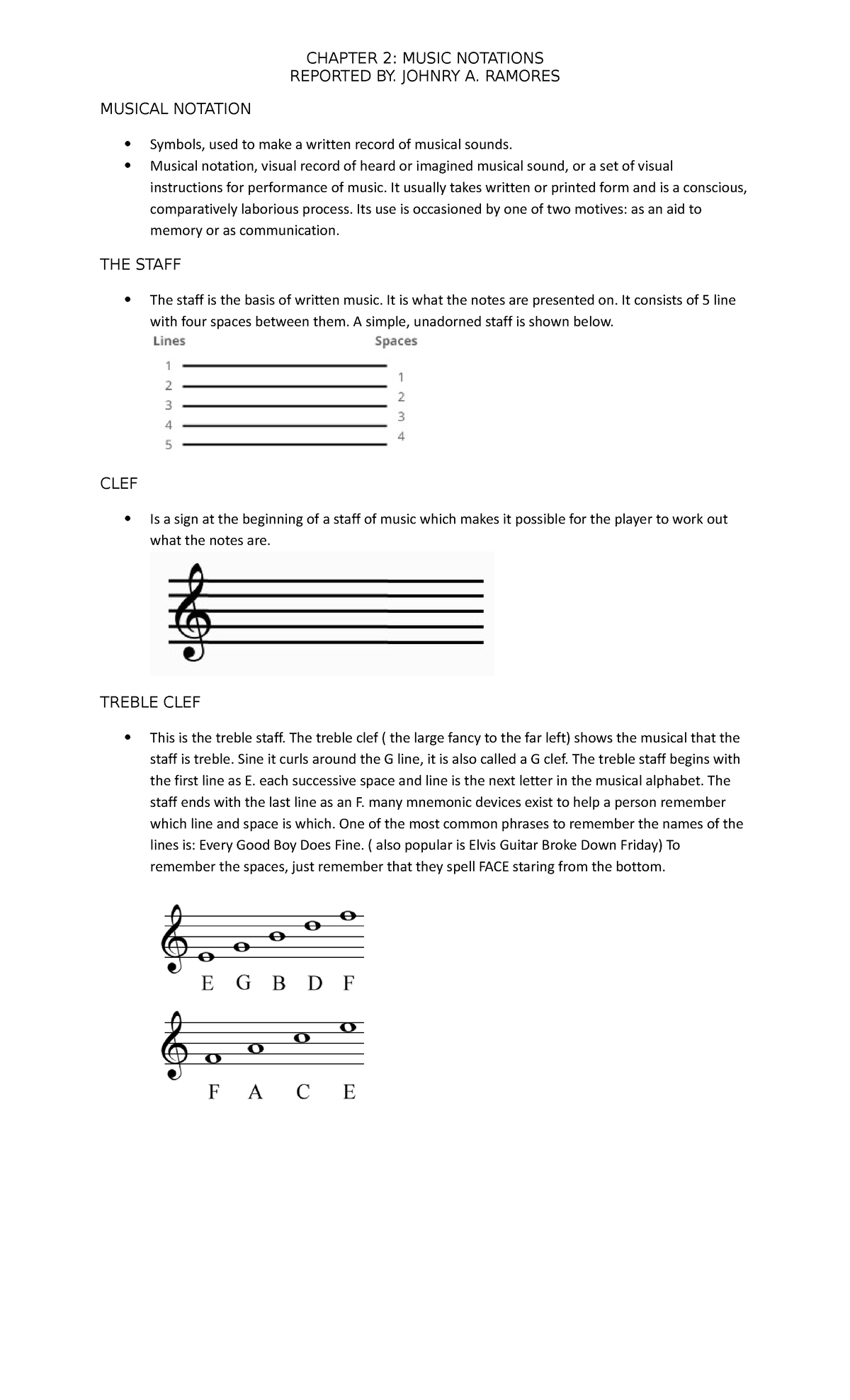 Musical Notation to help you. REPORTED BY. JOHNRY A. RAMORES