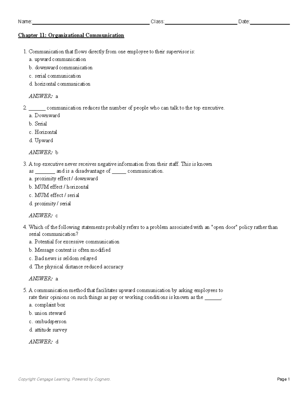 Chapter 11 Organizational Communication - Communication that flows ...