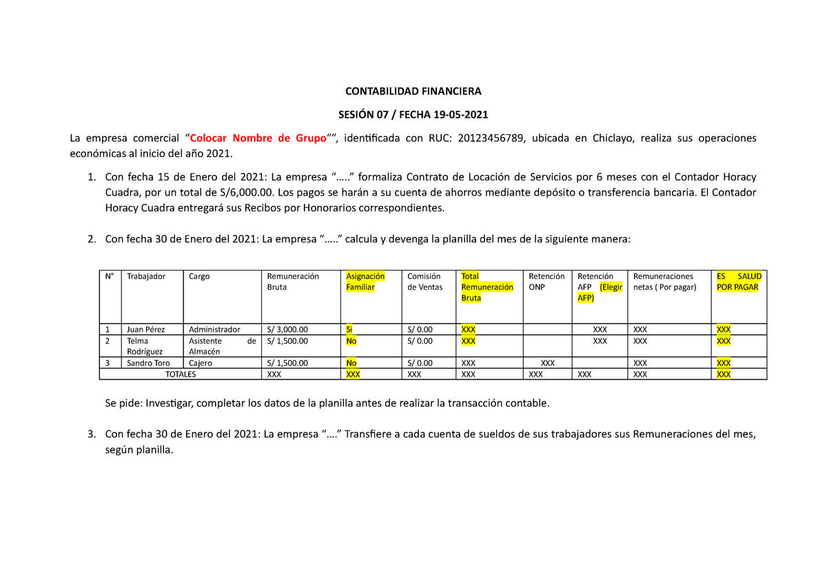 Caso Práctico De Sesión 07 Contabilidad Financiera Contabilidad Financiera SesiÓn 07 Fecha 7842