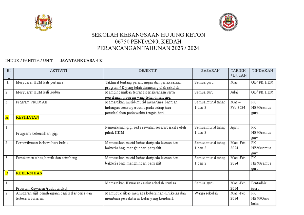 Perancangan Tahunan 4K - SEKOLAH KEBANGSAAN HUJUNG KETON 06750 PENDANG ...