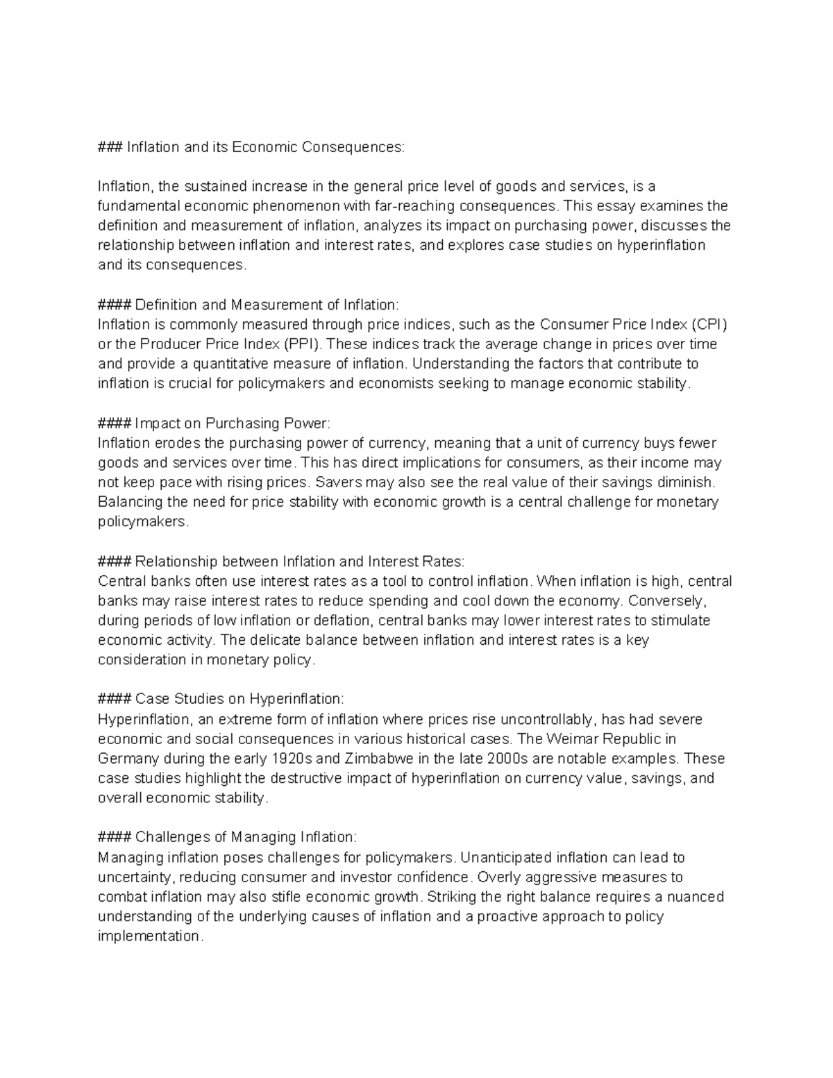 Inflation and its Economic Consequences - Inflation and its Economic ...