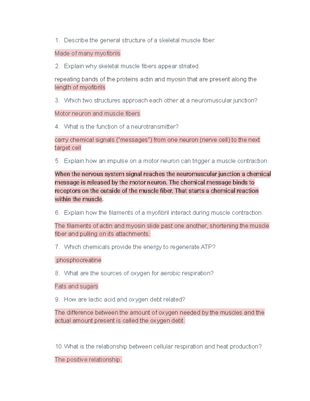 8.2-8.3 Muscle Questions - Describe the general structure of a skeletal ...
