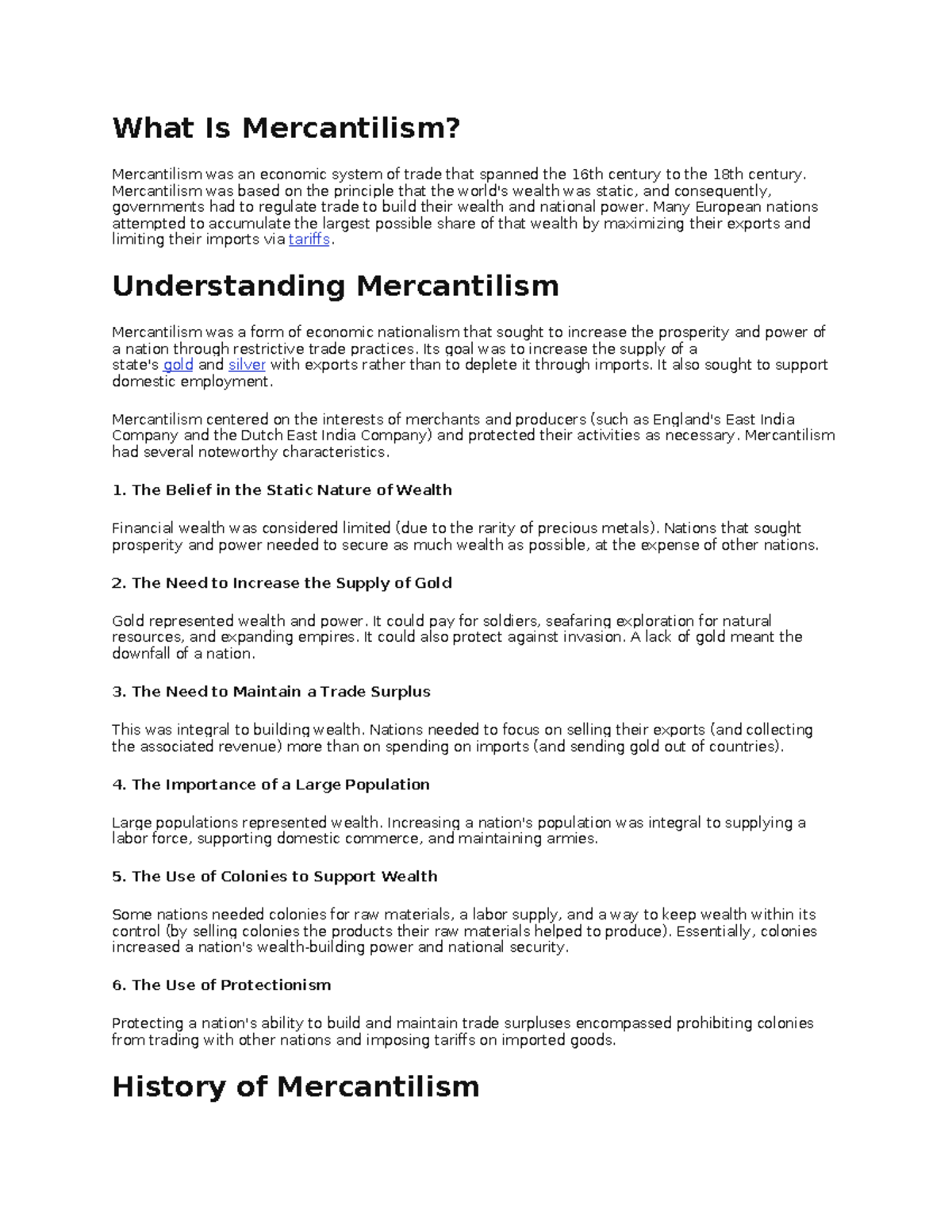 International trade law notes - What Is Mercantilism? Mercantilism was ...
