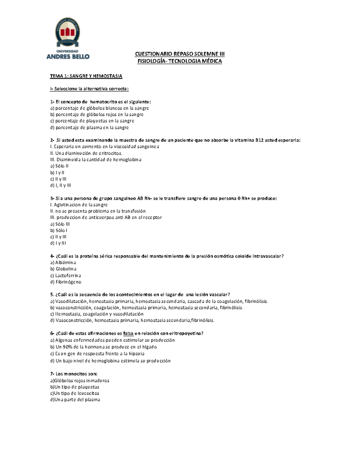 Concepto sobre la hemostasia