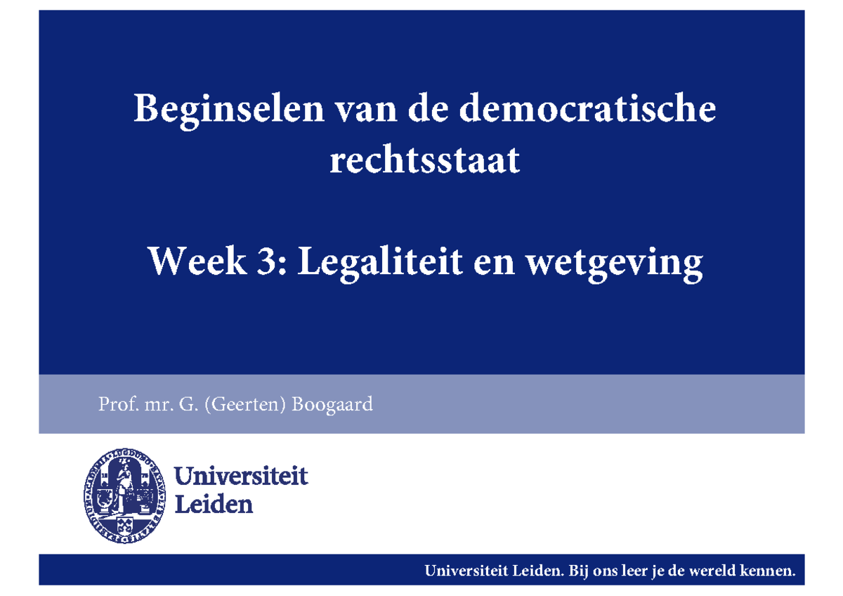 Slides beginselen week 3 2022 - Beginselen van de democratische