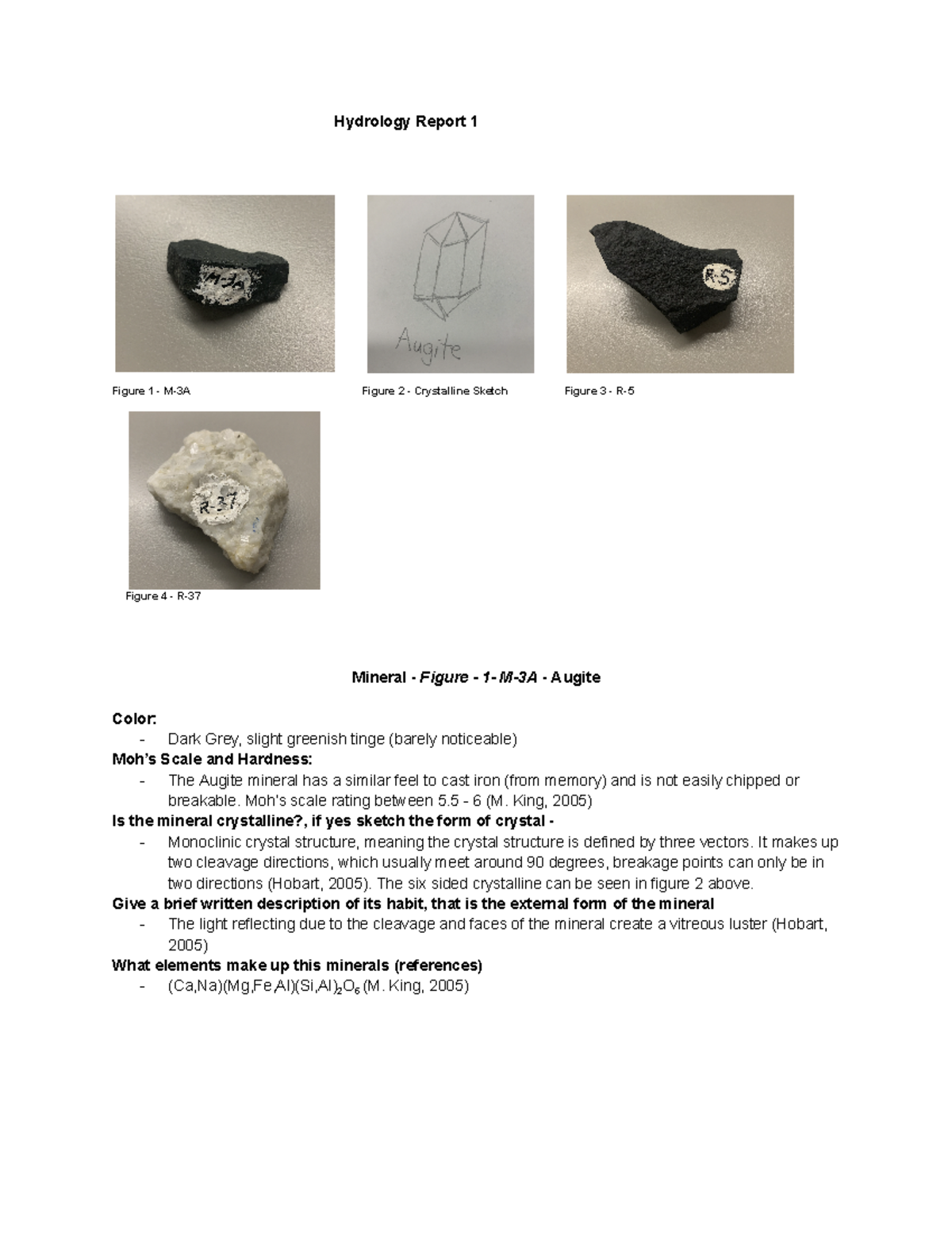 Geology Report 1 - High distinction mark - Hydrology Report 1 - Griffin ...