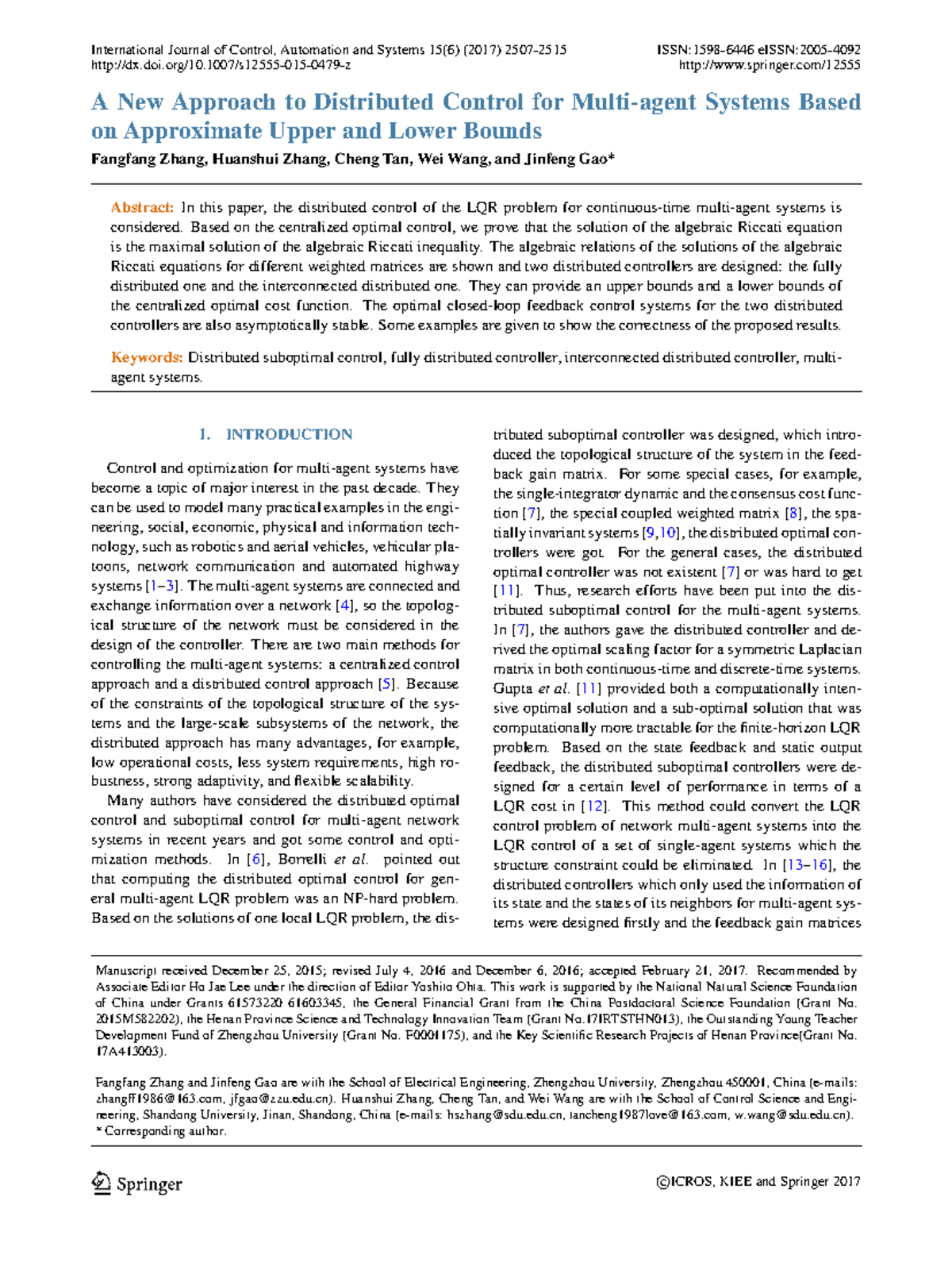 Decentral LQR 2 Control International Journal of Control