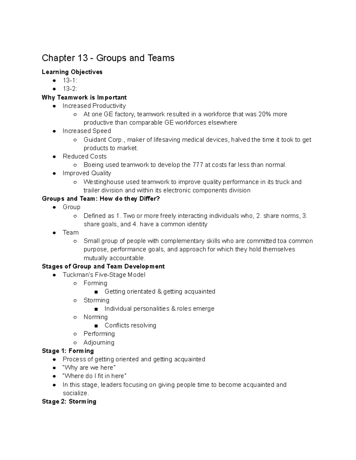 MGT3404 Chapter 13 - Google Docs - Chapter 13 - Groups and Teams ...