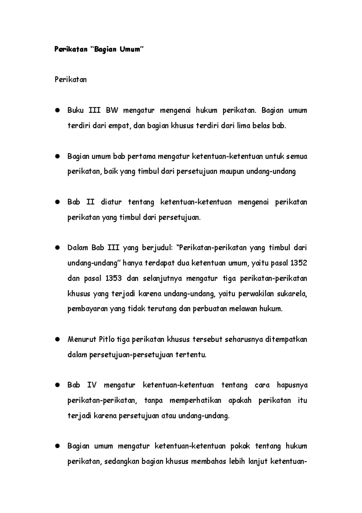 Perikatan Bagian Umum - Perikatan “Bagian Umum” Perikatan Buku III BW ...