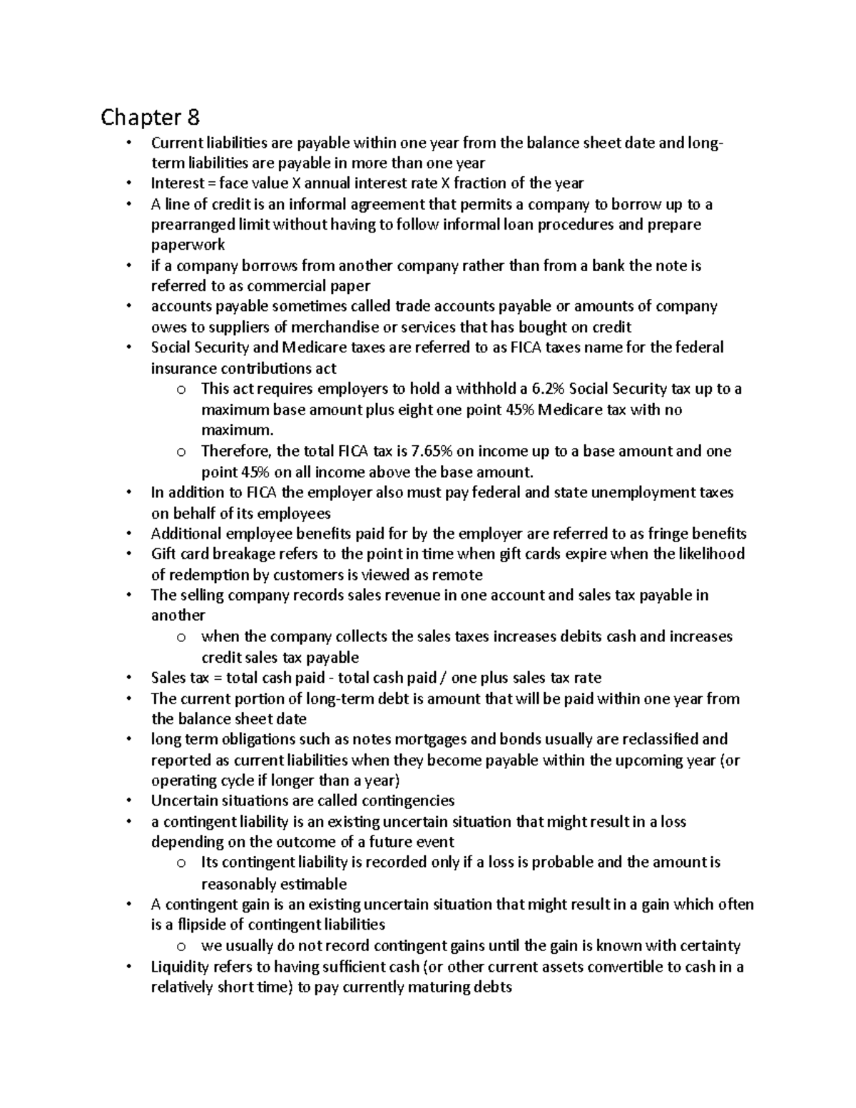 Chapter 8 - Lecture notes 8-Trone - Chapter 8 Current liabilities are ...