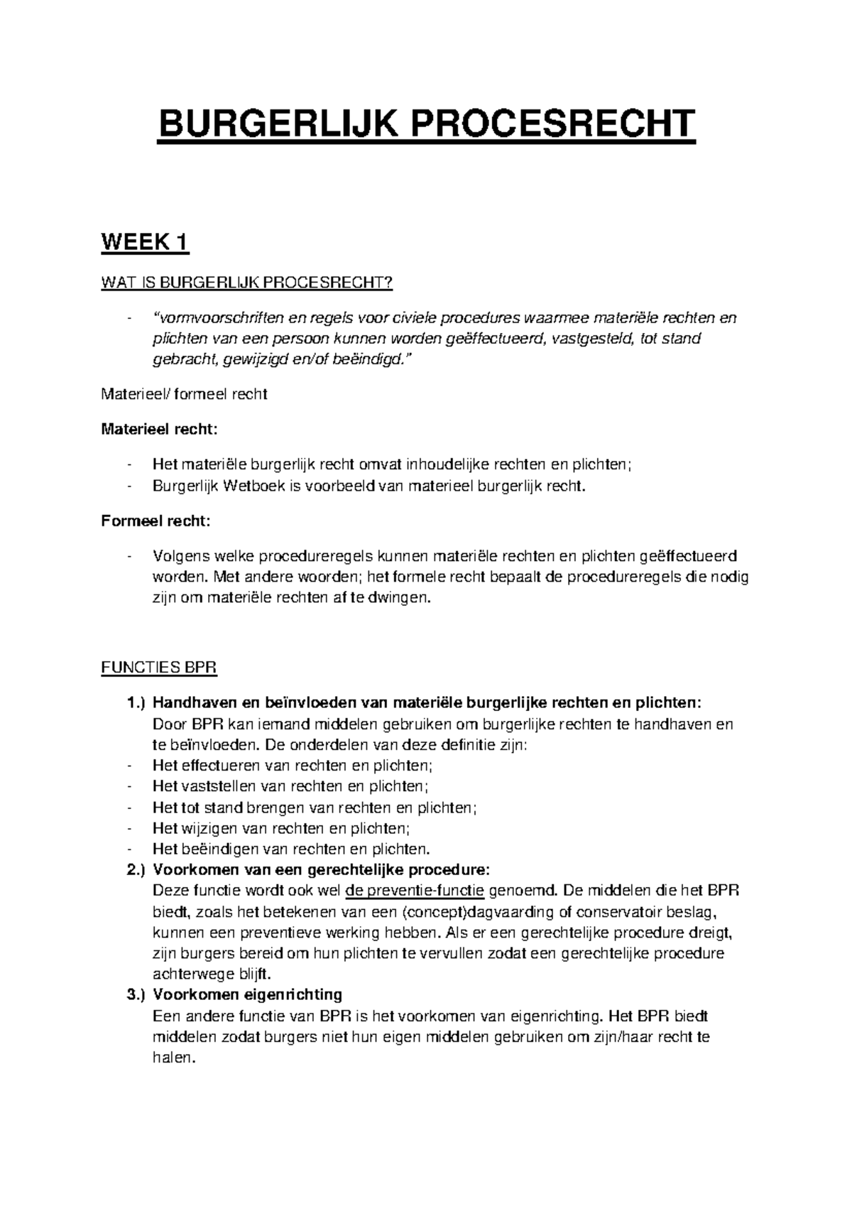 Samenvatting Burgerlijk Procesrecht: Compleet, Per Week - BURGERLIJK ...