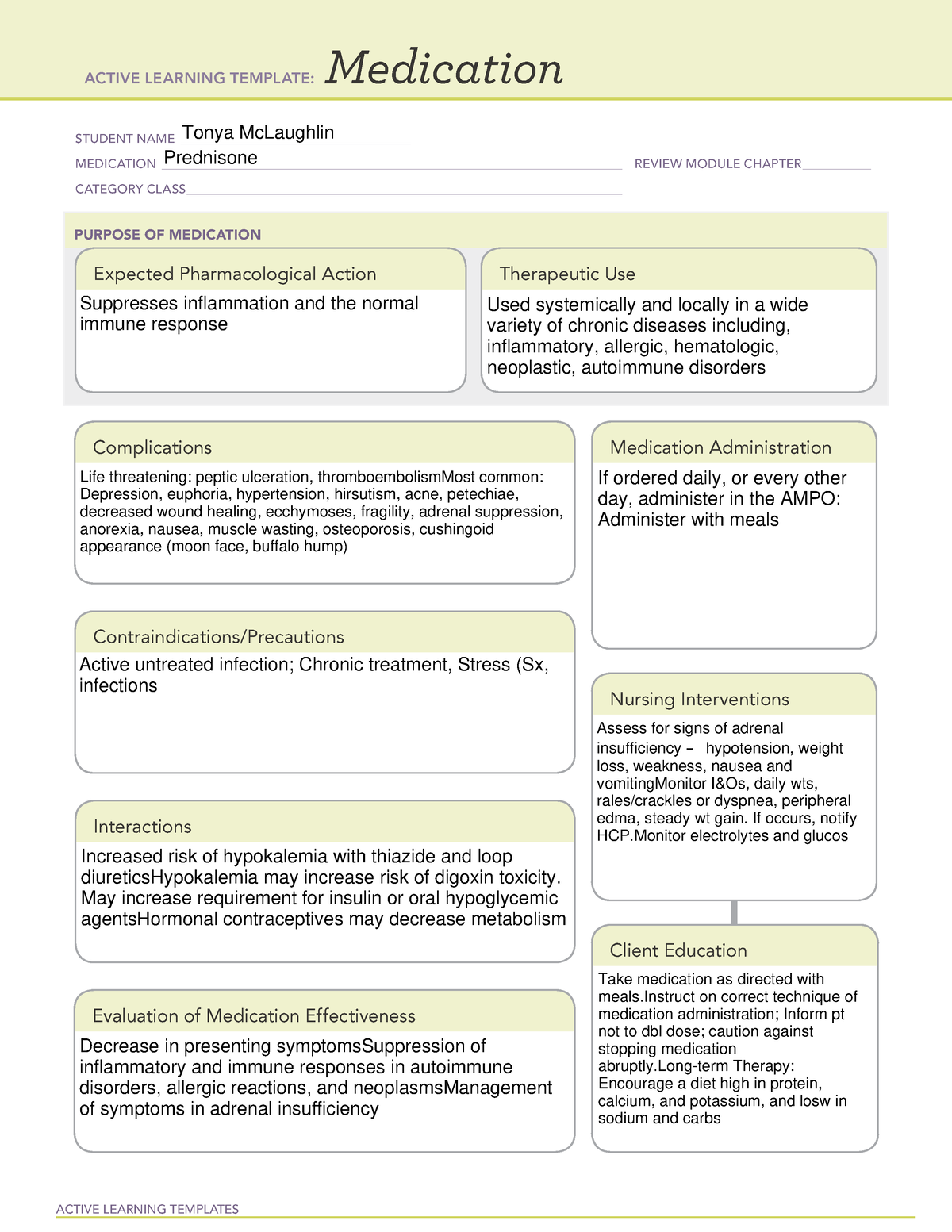 ATI Active Learning Template Medication predis - ACTIVE LEARNING ...