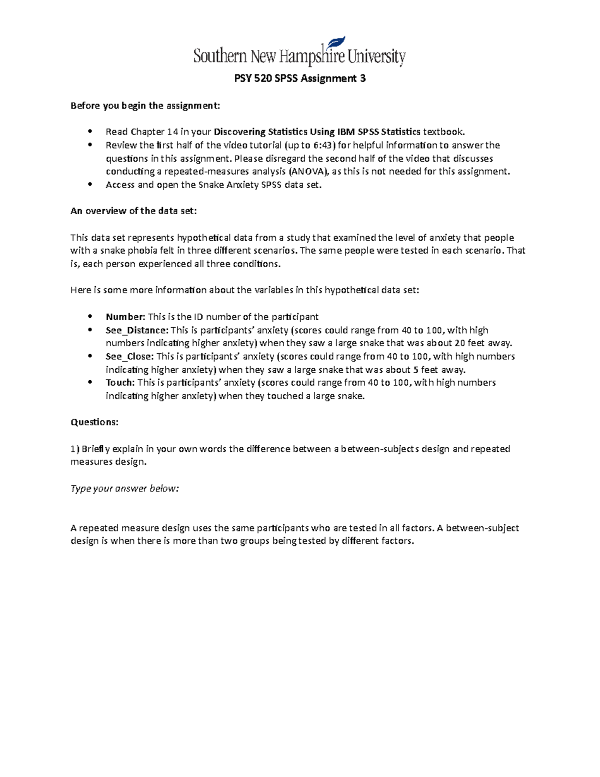 spss assignment 3