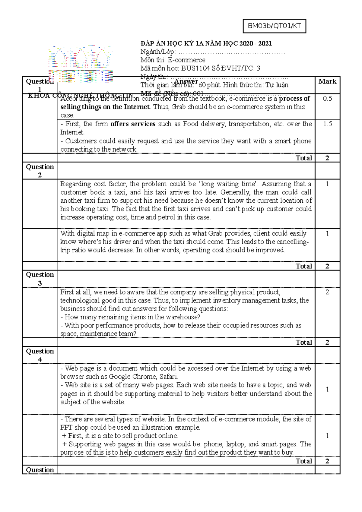 2020 1A Final exam 1 solution BM03b/QT01/KT Question 1