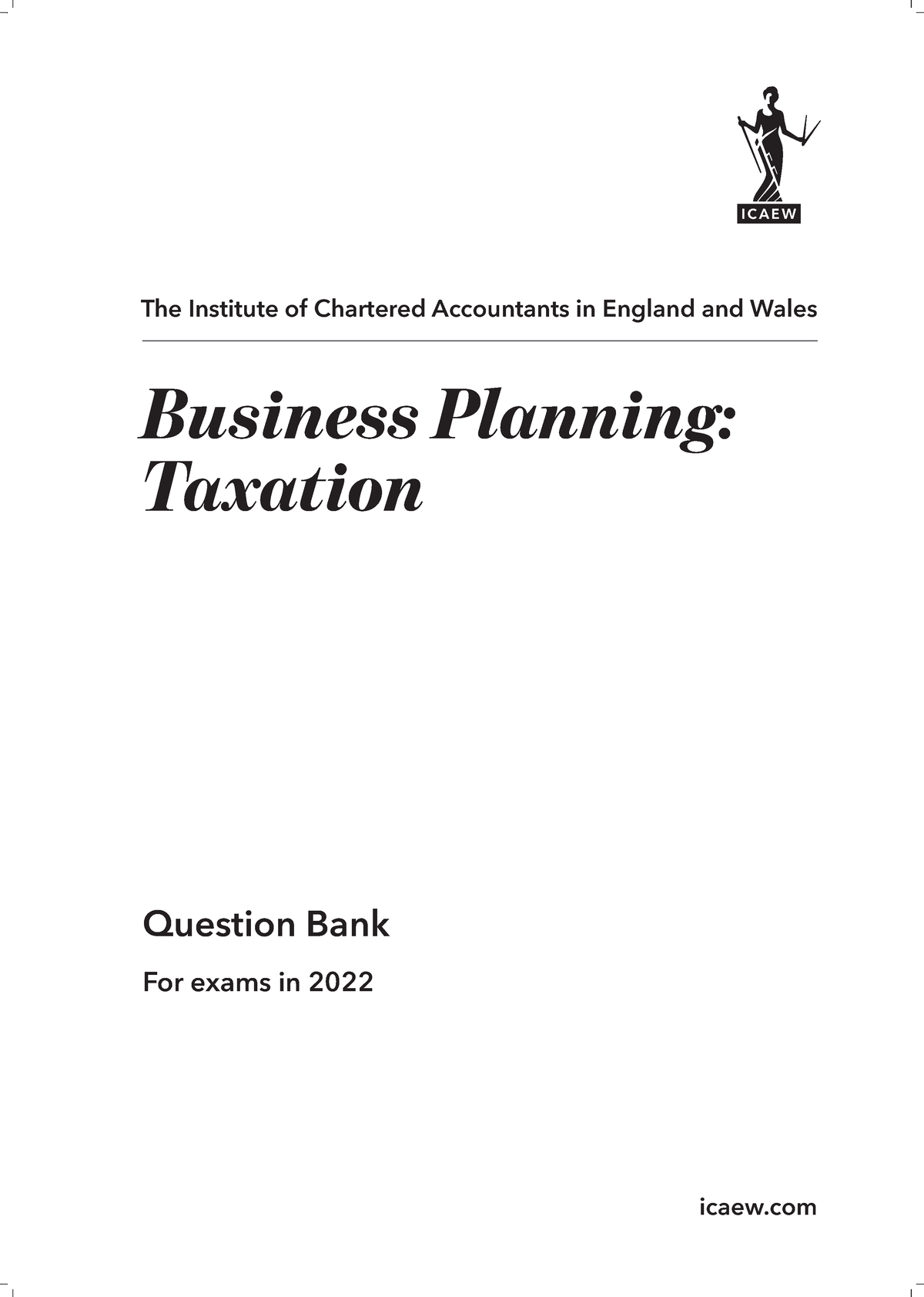 icaew business planning taxation question bank