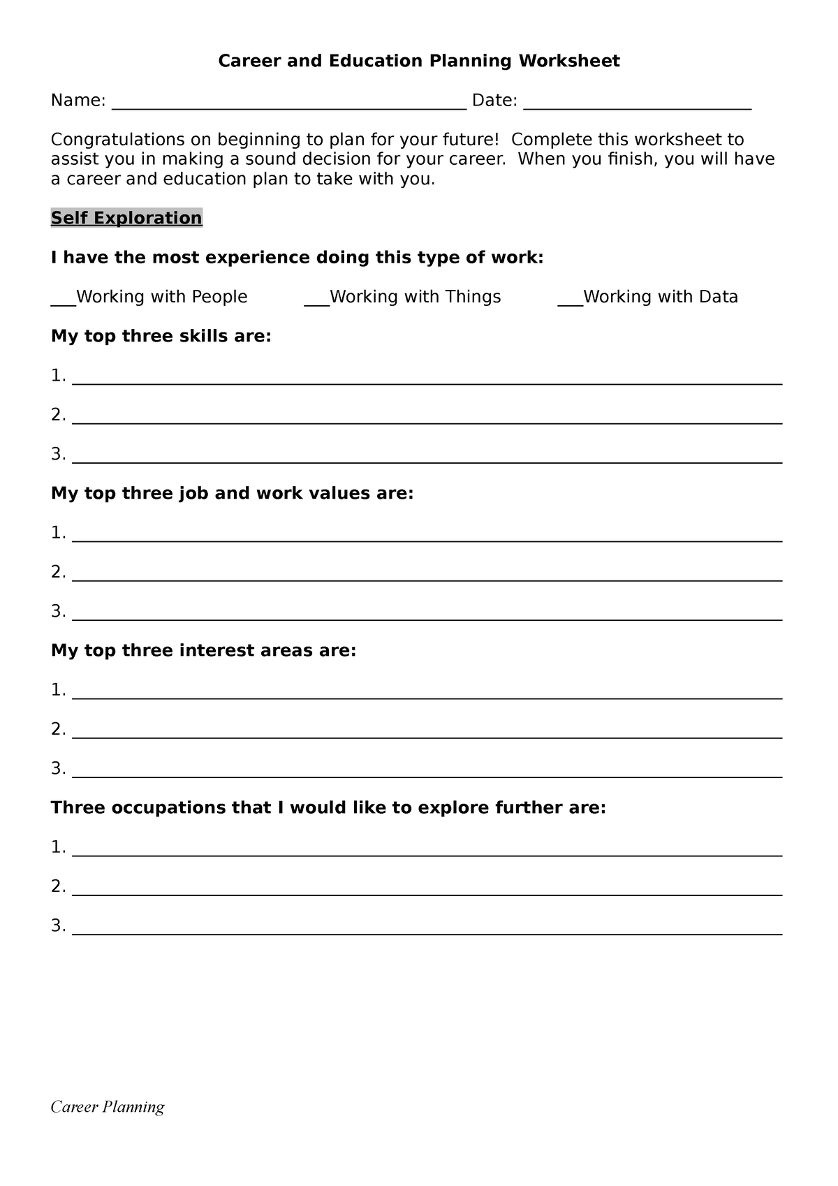 Worsheet - Career TO UNDERSTAND AND COPE UP WITH IT. - Career and ...