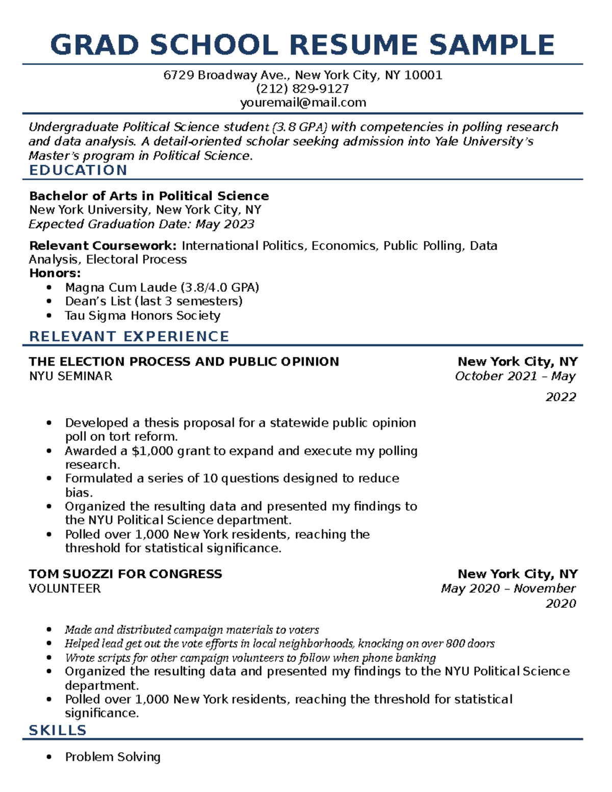 Grad school resume sample free download - GRAD SCHOOL RESUME SAMPLE ...