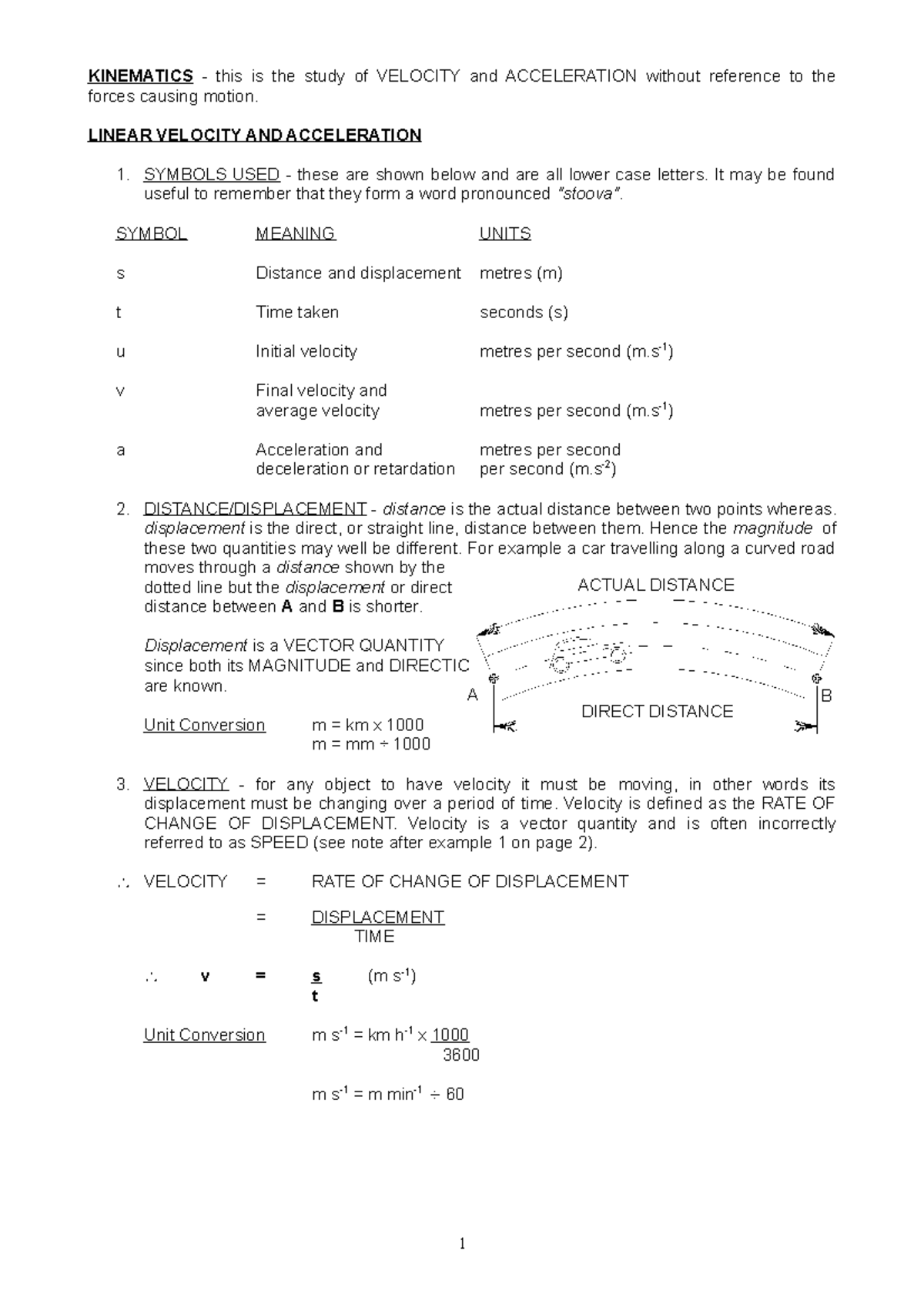 Linear Velocity - KINEMATICS forces causing motion. - this is the study ...