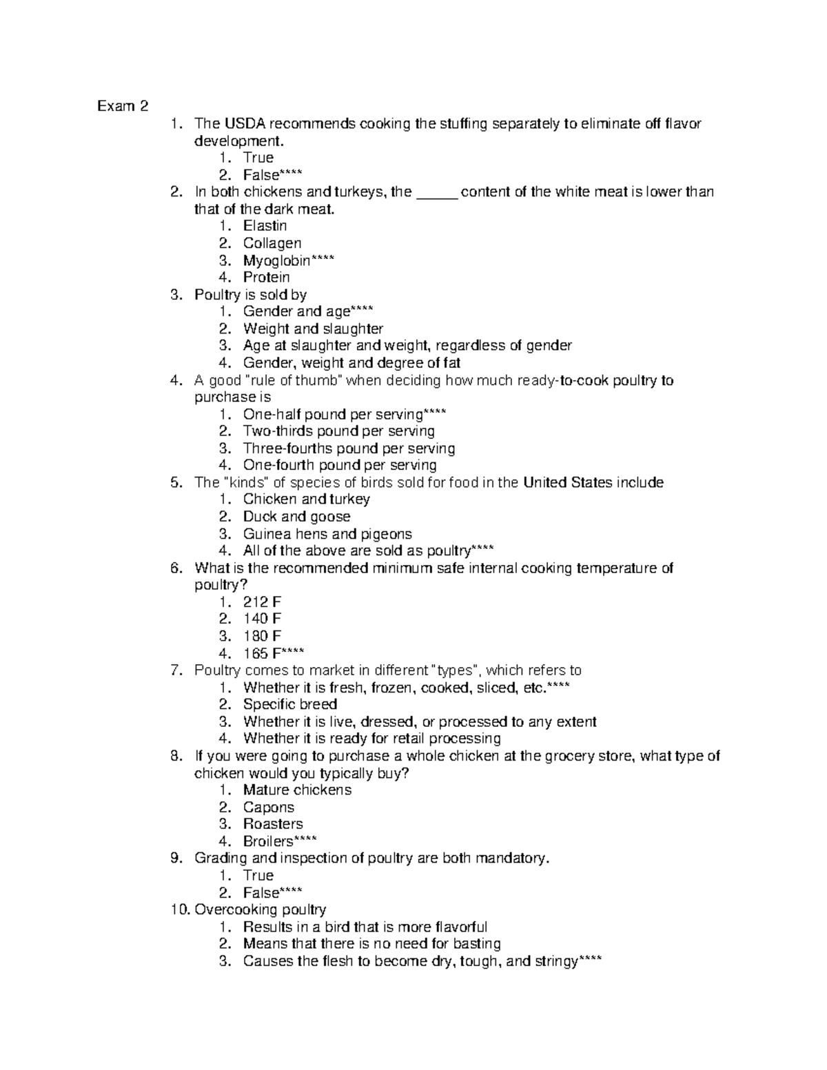 CHEF 1201-Exam 2 - Exam 2 Review - NUTR 4309 - SFA - Studocu