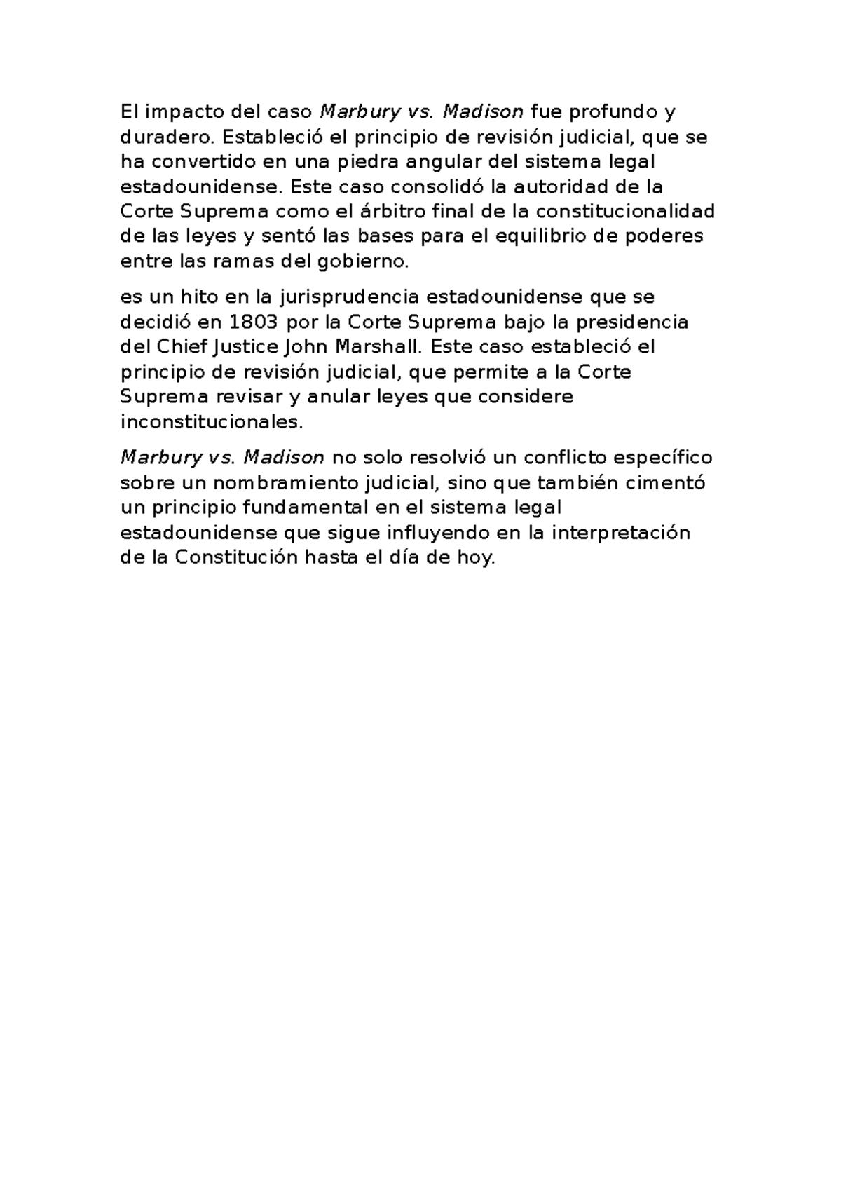 Caso Marbury vs Madison - El impacto del caso Marbury vs. Madison fue ...