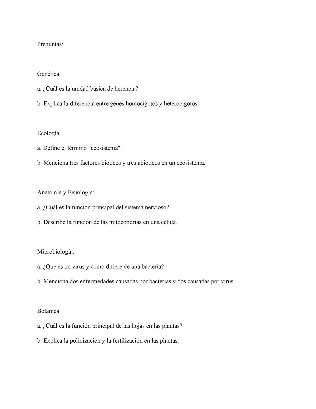 E1 - Genetica - Preguntas: Genética: A. ¿Cuál Es La Unidad Básica De ...