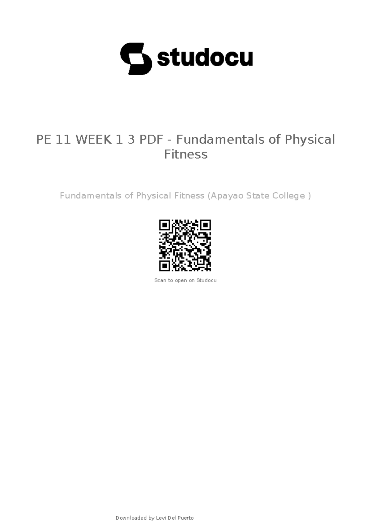 PE 11 Lesson - FUNDAMENTALS - PE 11 WEEK 1 3 PDF - Fundamentals of ...