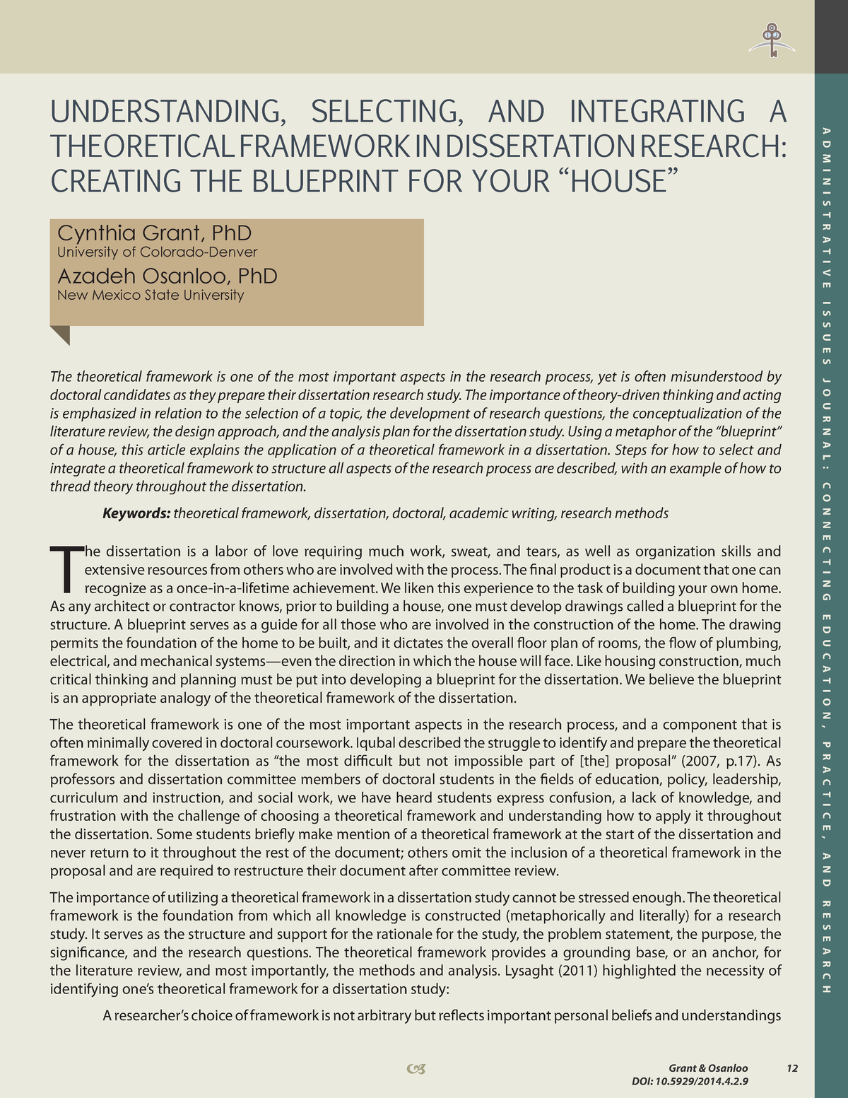 integrating a theoretical framework in dissertation