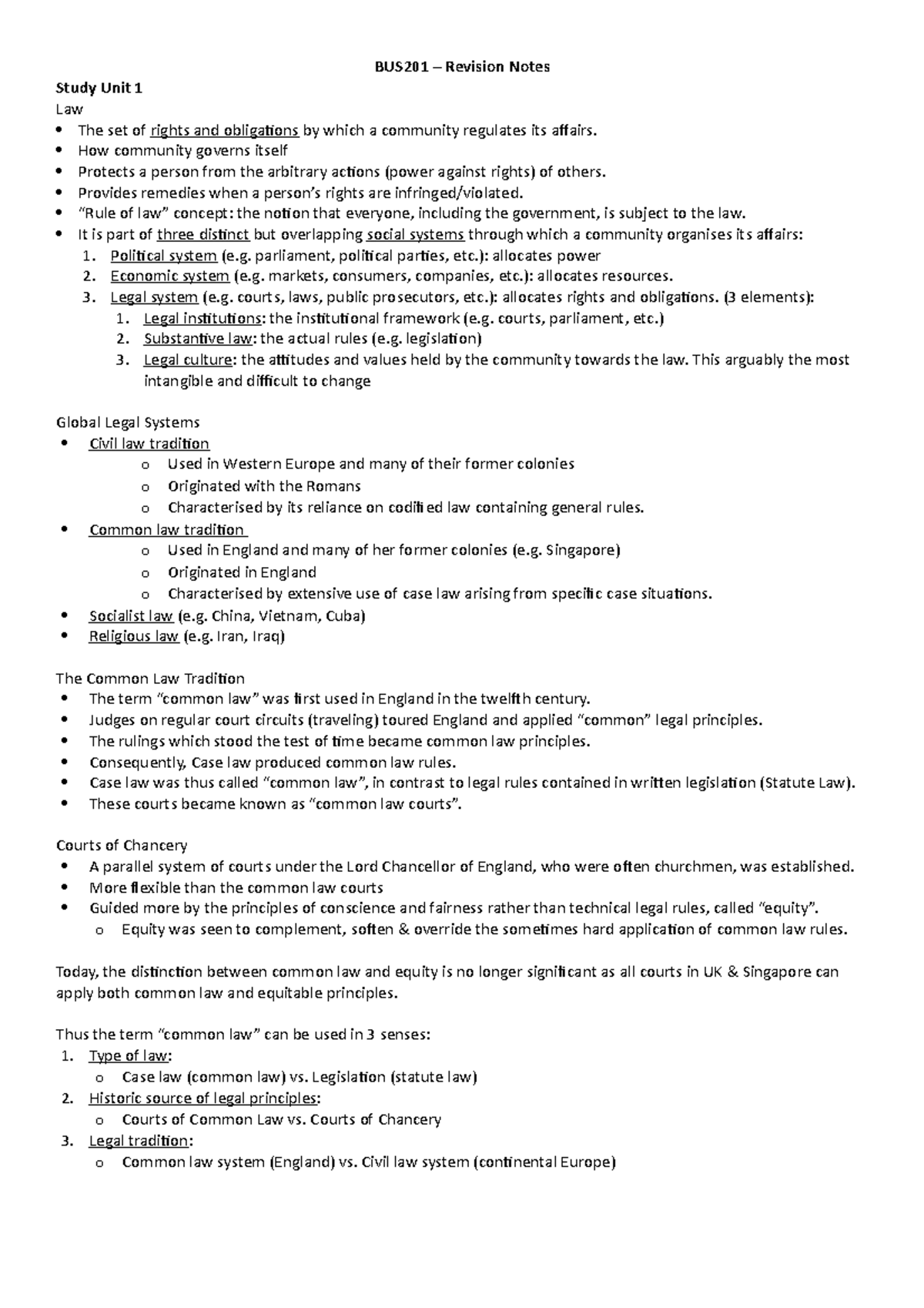 SU 1 notes - Summary of study unit 1 - BUS201 – Revision Notes Study ...