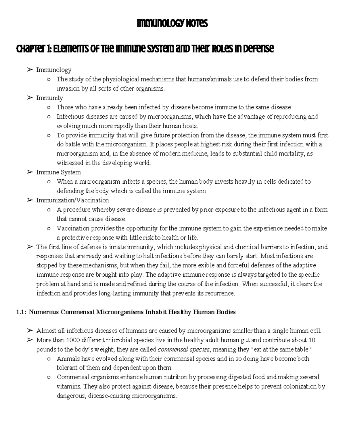 Immunology Final Notes - All Lectures - Immunology Notes Chapter 1 ...
