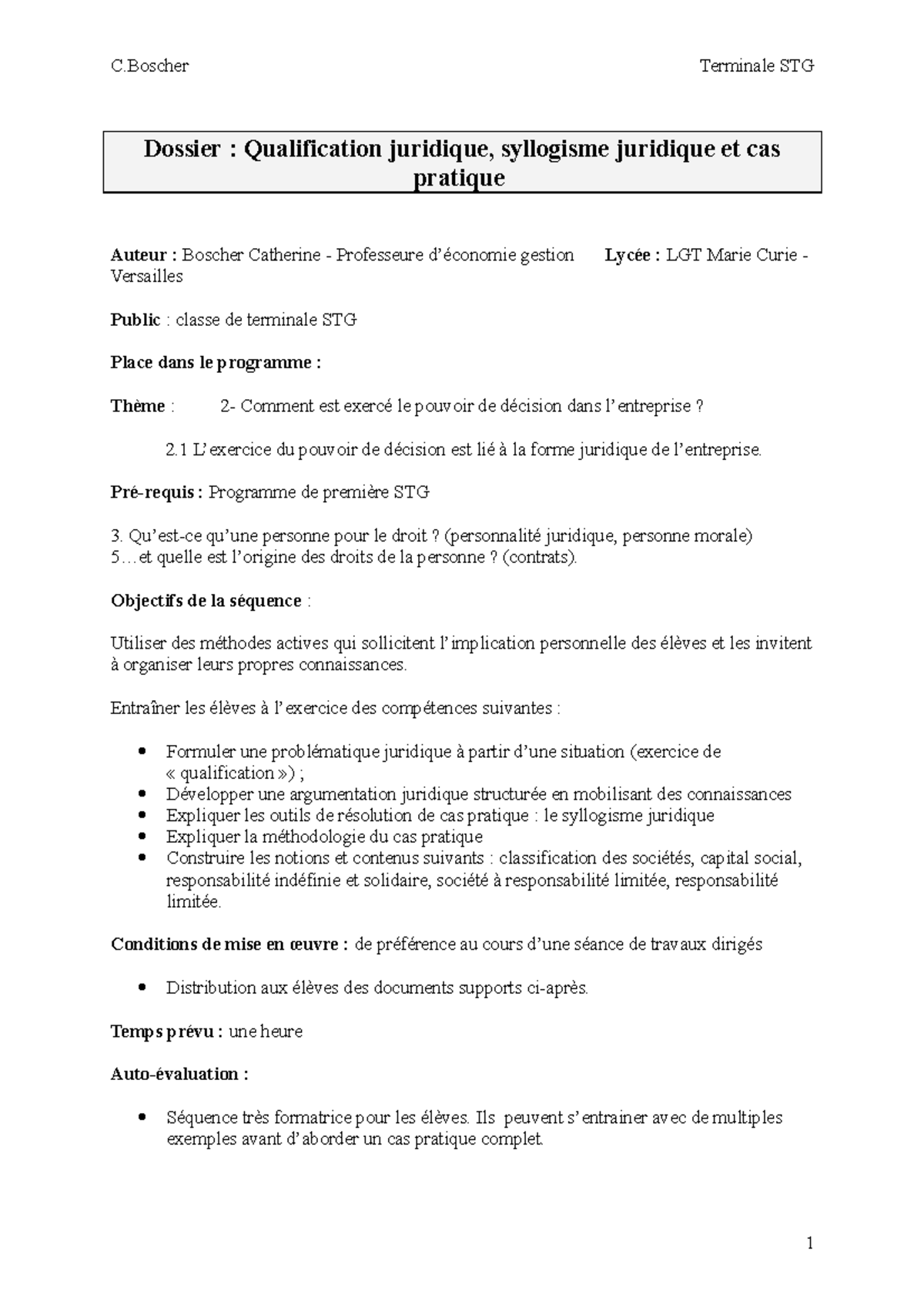 Comment Qualifier Juridiquement Les Faits Stmg Dossier creg prof syllogisme 2 - Dossier : Qualification juridique,  syllogisme juridique et cas - Studocu