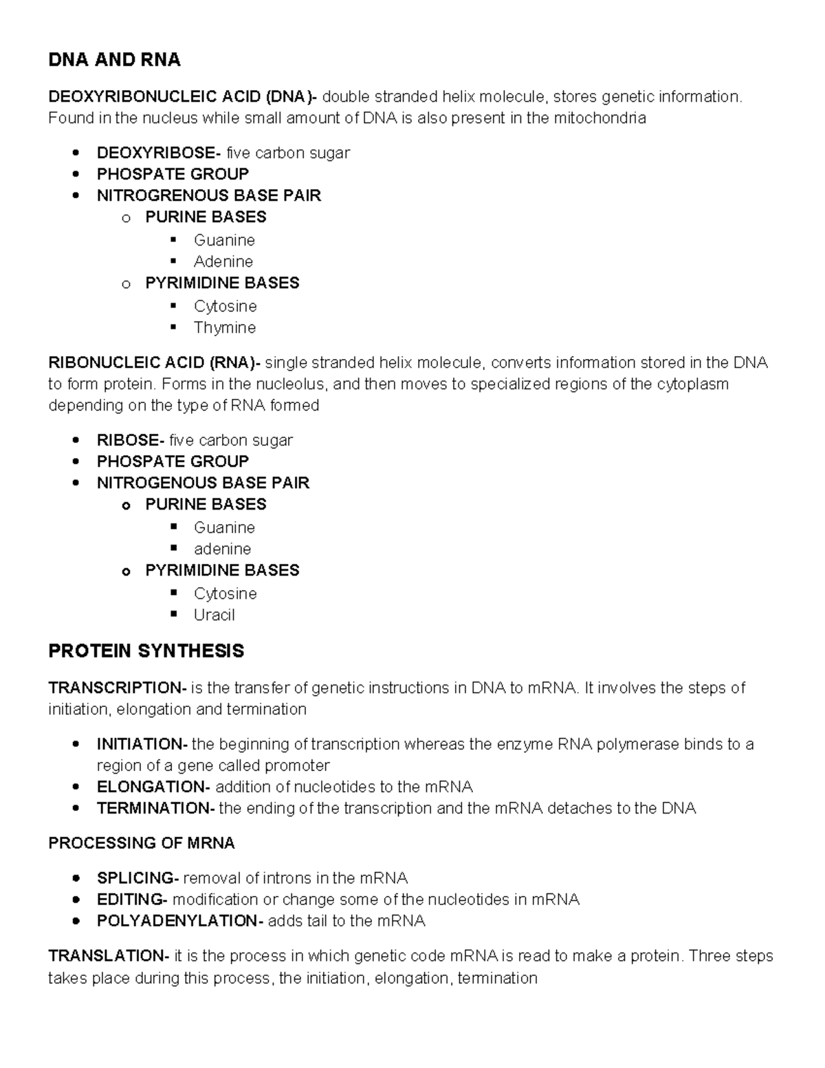 3rd quarter sci (DNA and RNA only) - DNA AND RNA DEOXYRIBONUCLEIC ACID ...