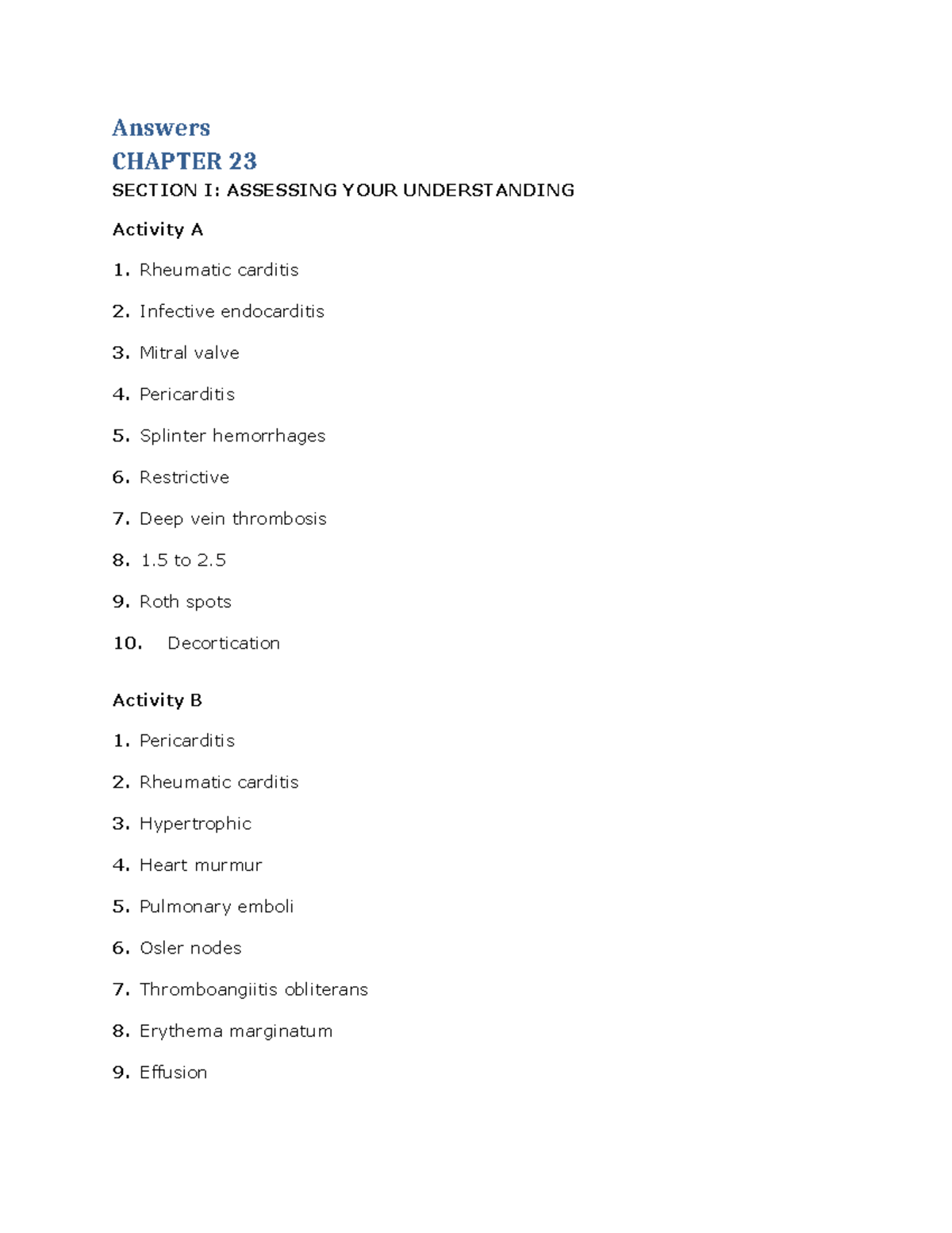 AWQ Chapter 23 - Med Surg Practice - Answers CHAPTER 23 SECTION I ...