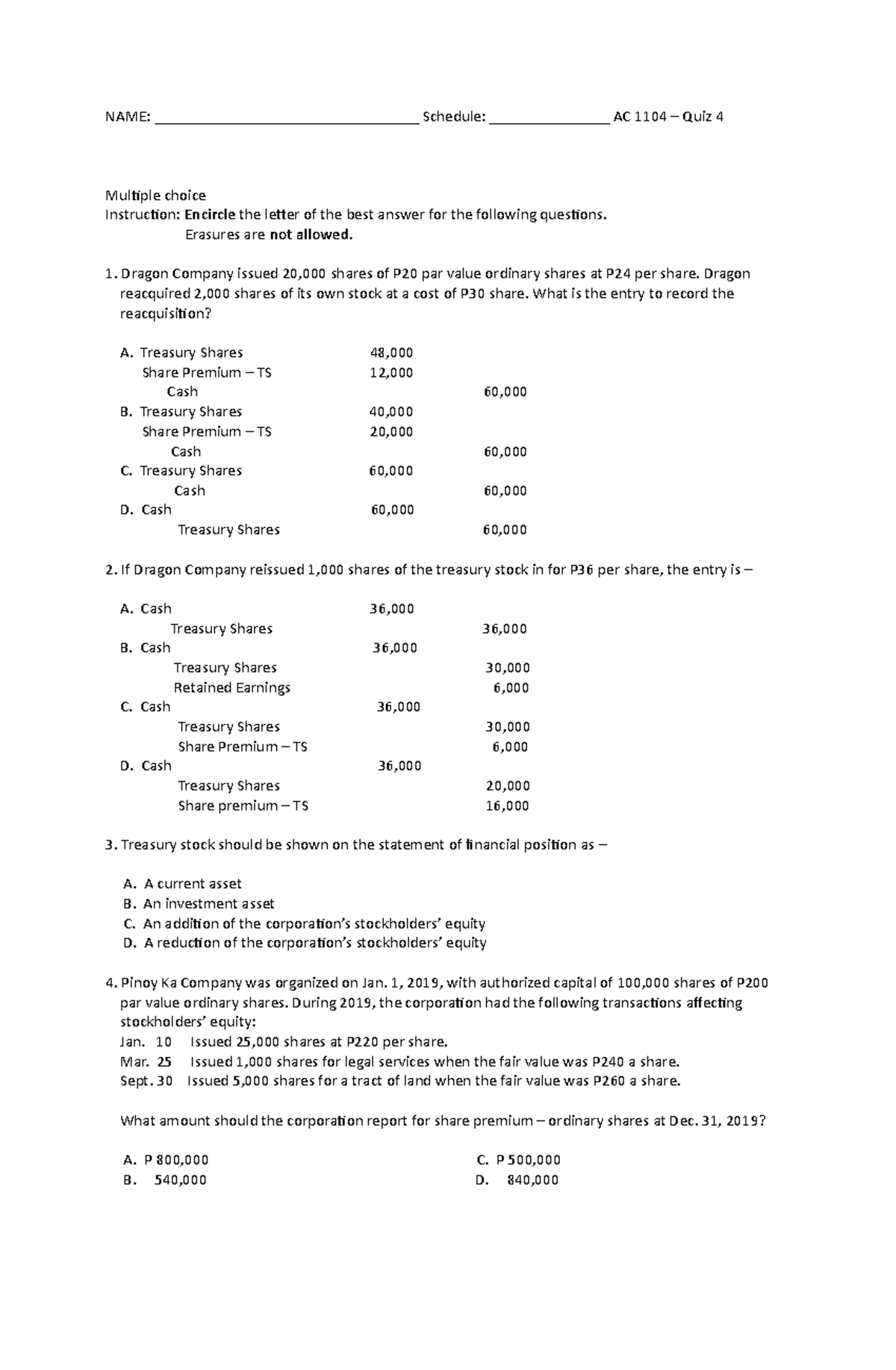 AC-1104-Quiz-4 Partnership and Corporation - NAME ...