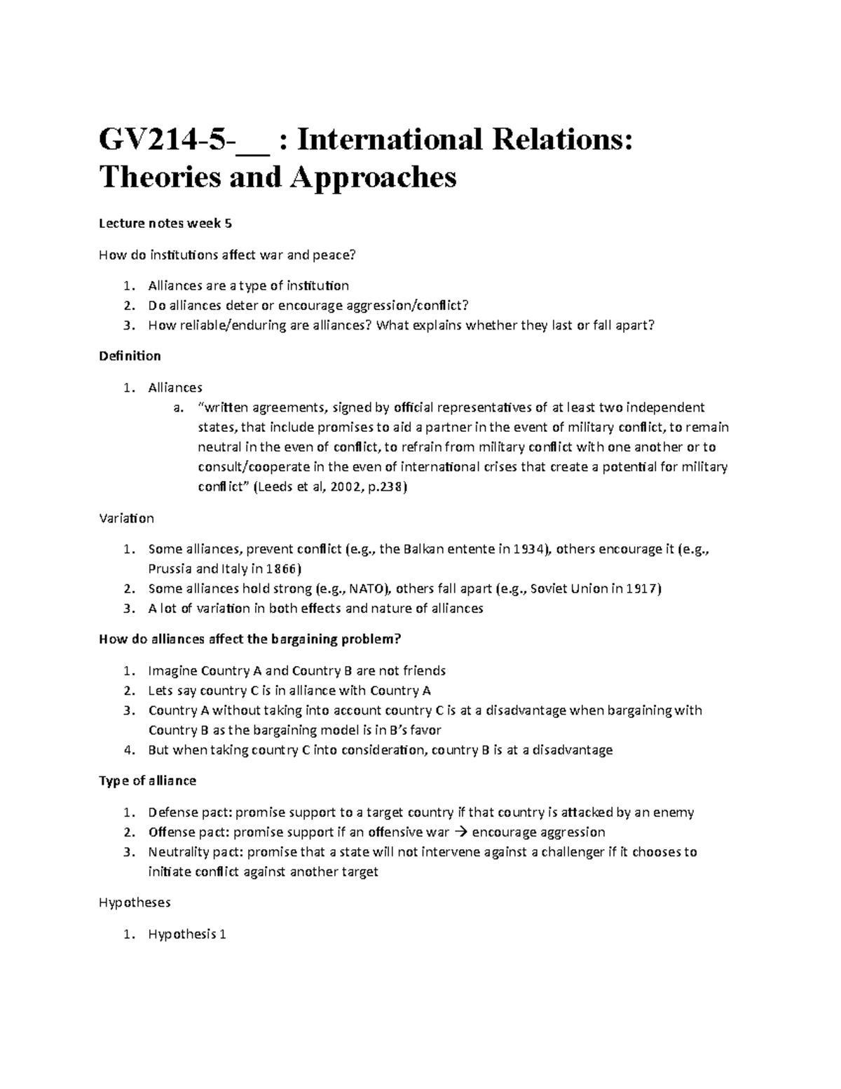 Lecture notes week 5 - GV214-5-__ : International Relations: Theories ...