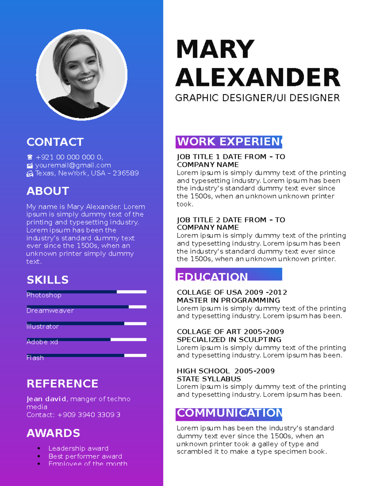 Resume - Clairvoyance - WORK EXPERIENCE JOB TITLE 1 DATE FROM – TO ...