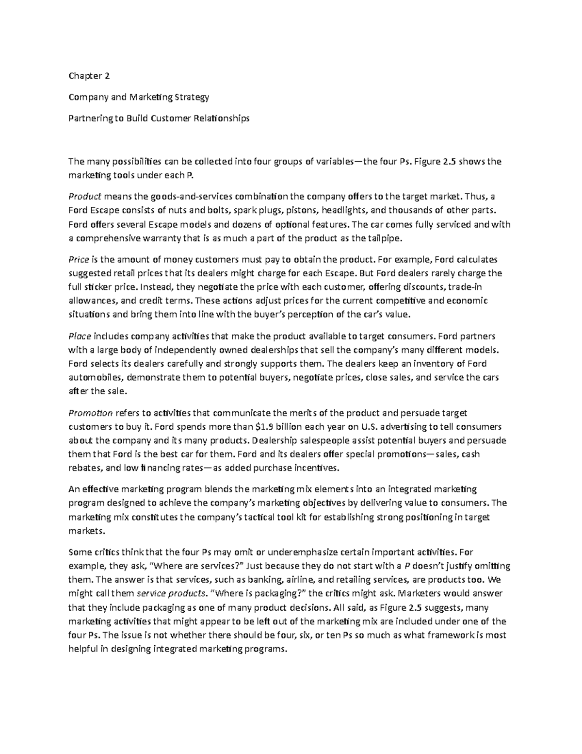 Chapter 2g - Lecture notes 2 - Chapter 2 Company and Marketing Strategy ...