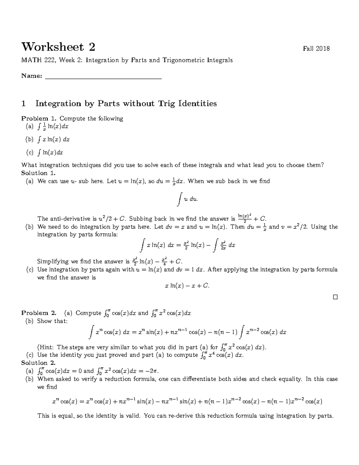Ws2 F18 Solutions Studocu