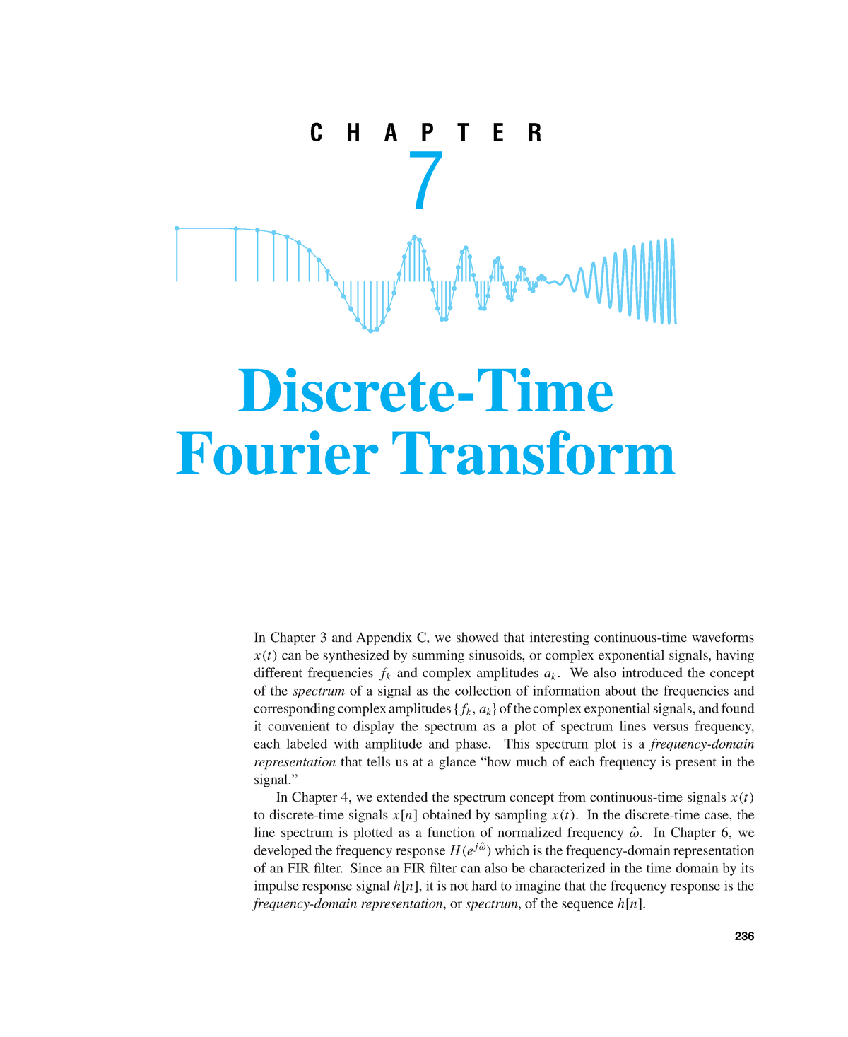 Discrete Time Fourier Transform - C H A P T E R 7 Discrete-Time Fourier ...