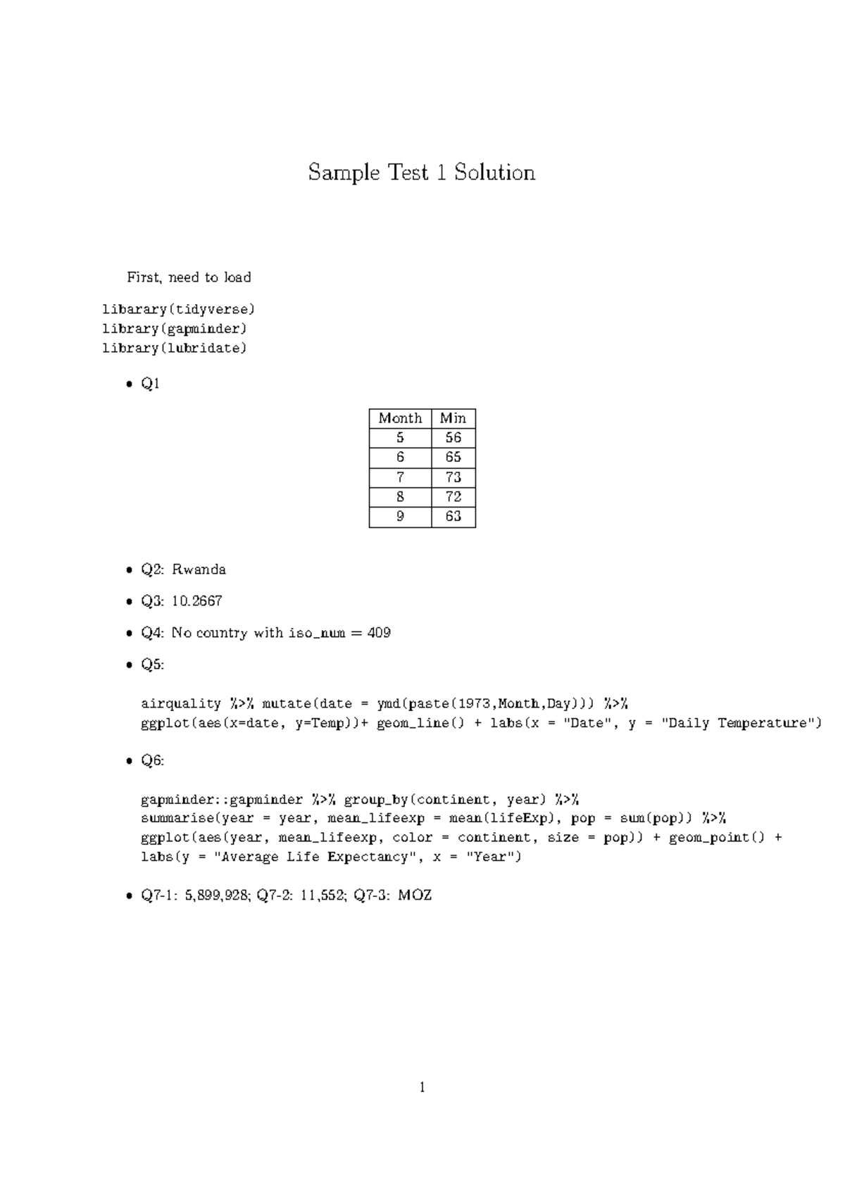 Sample test 1 solutions - Sample Test 1 Solution First, need to load ...
