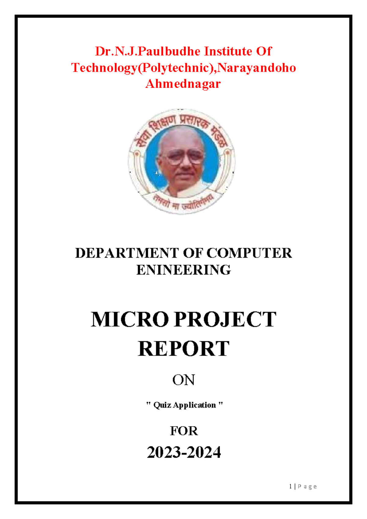 Evs microproject merged - 1 | P a g e Dr.N.J Institute Of Technology ...