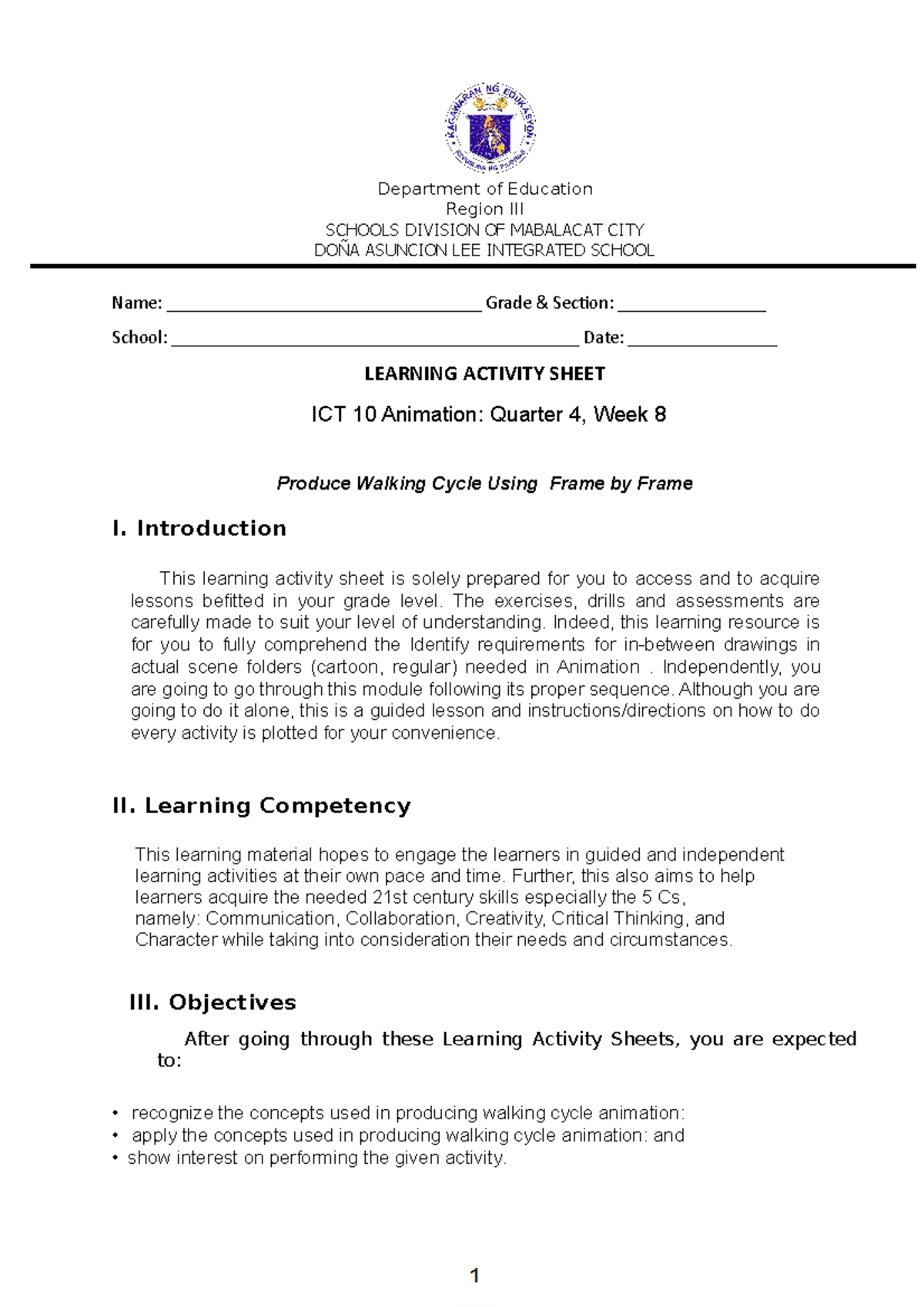 ICT 10 Animation Q4 Week 8 - Department of Education Region III SCHOOLS ...