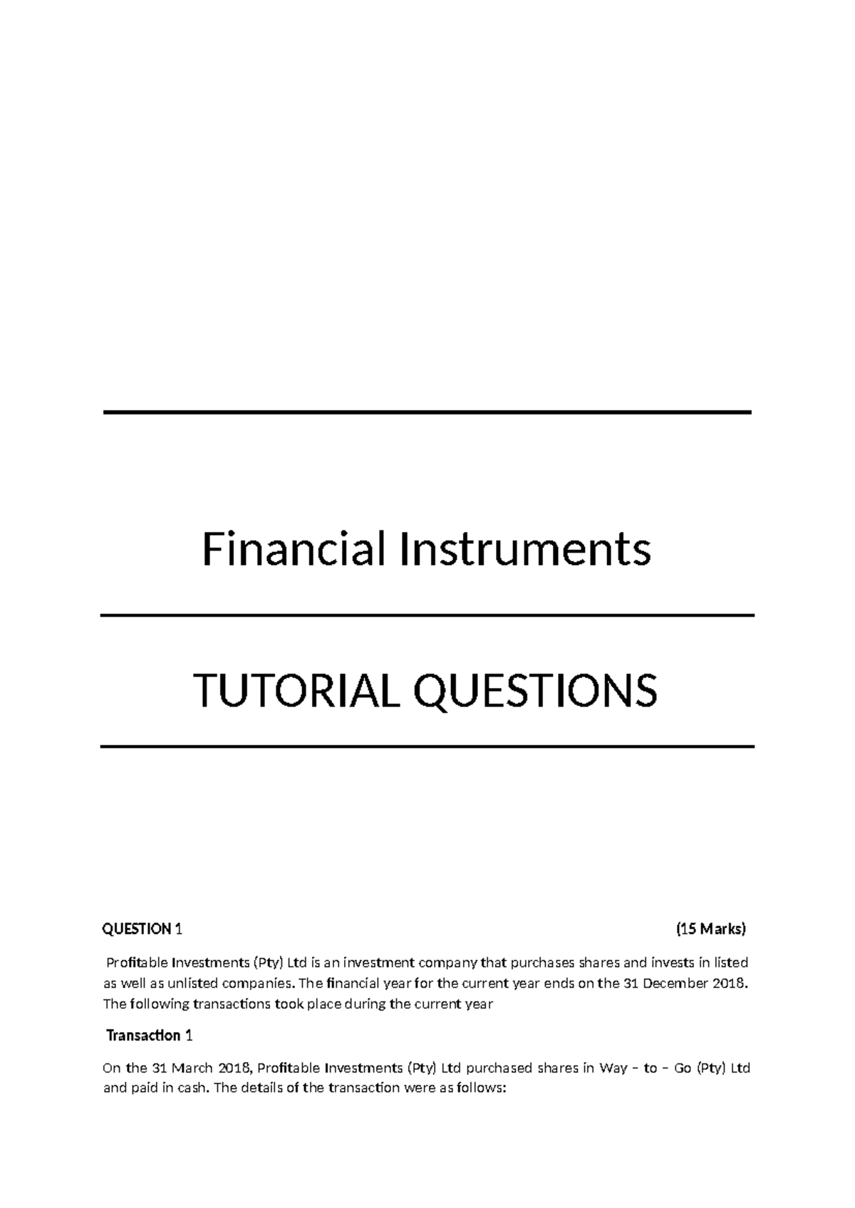 FInstruments Ques - financial instruments questions - Financial ...