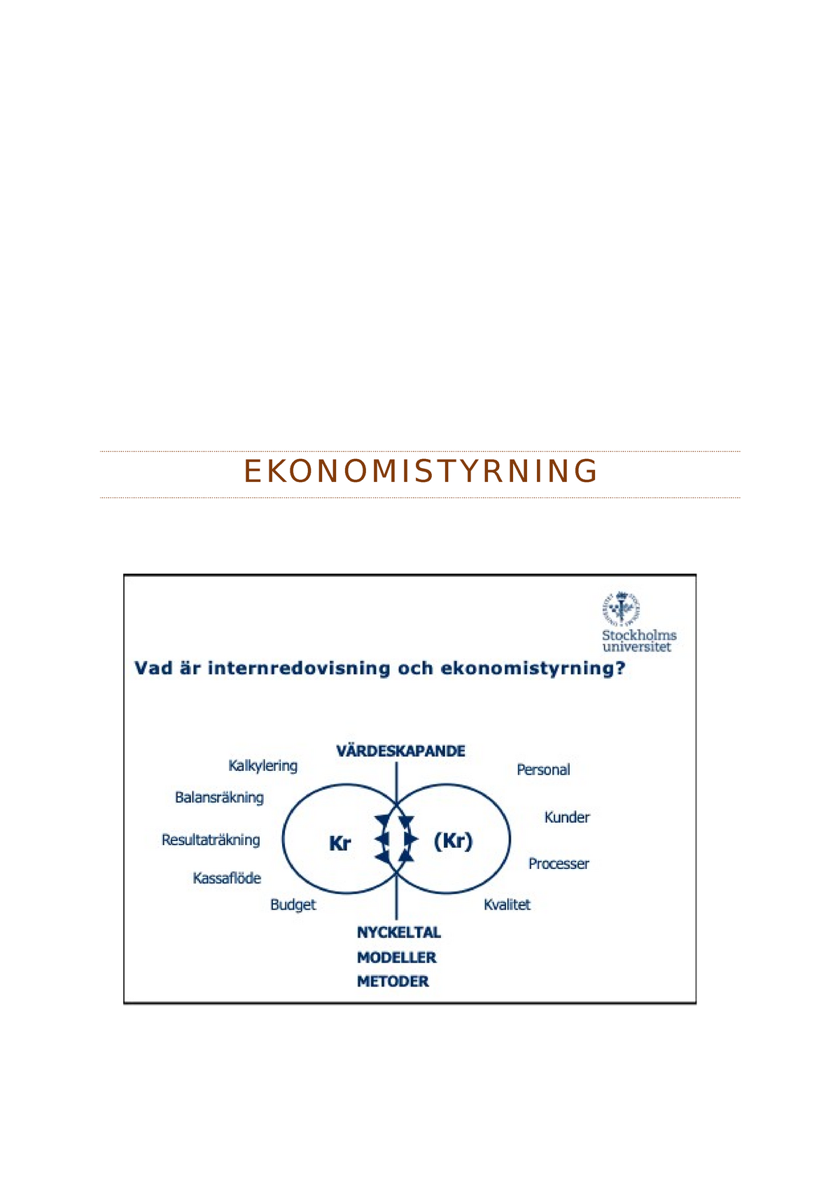 Ekonomi Styrning - Jkk - EKONOMISTYRNING 1. INNEBÖRDEN AV ...