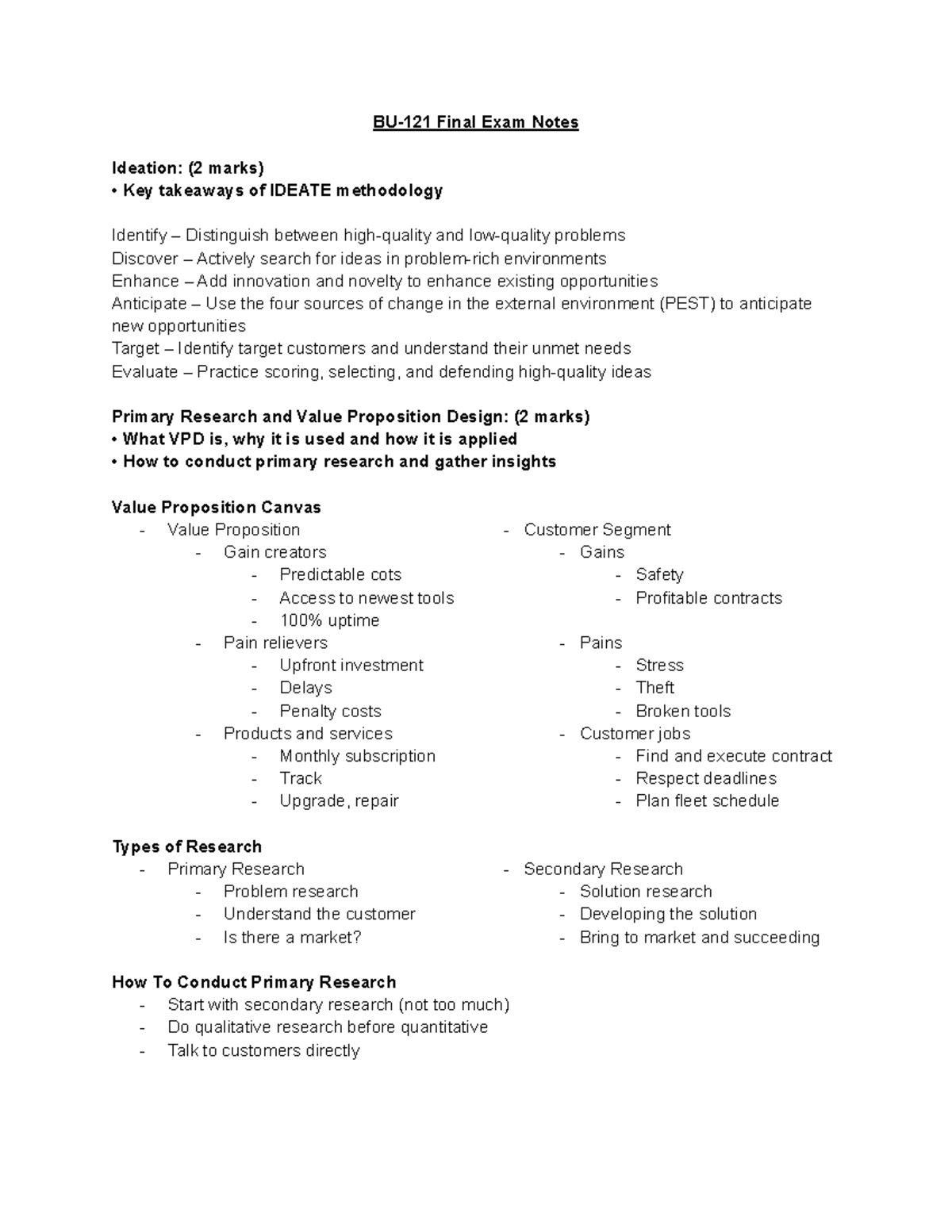 BU-121 Final Exam Notes - BU121 - WLU - Studocu