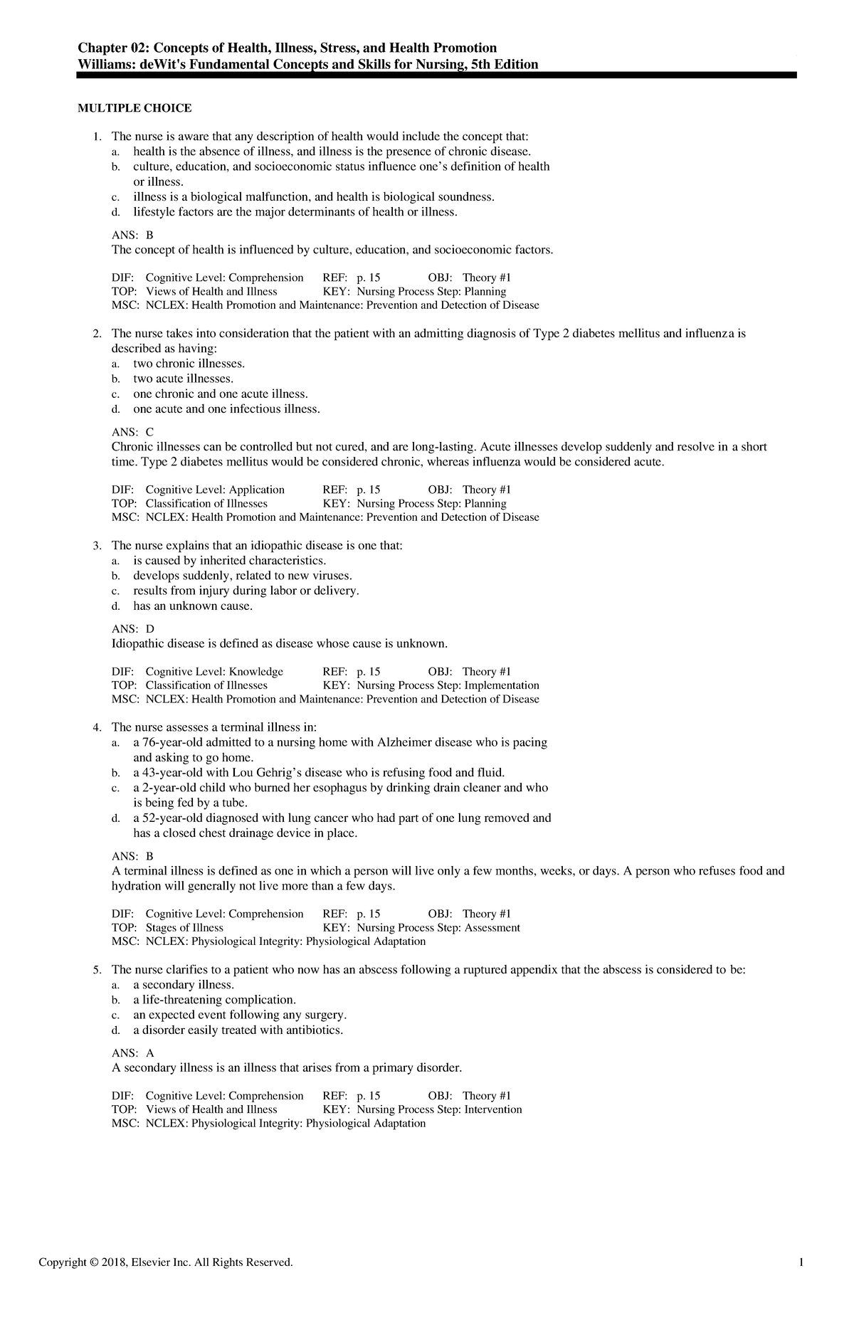 Exam View - Chapter 02 - Helps Pass - Chapter 02: Concepts Of Health ...