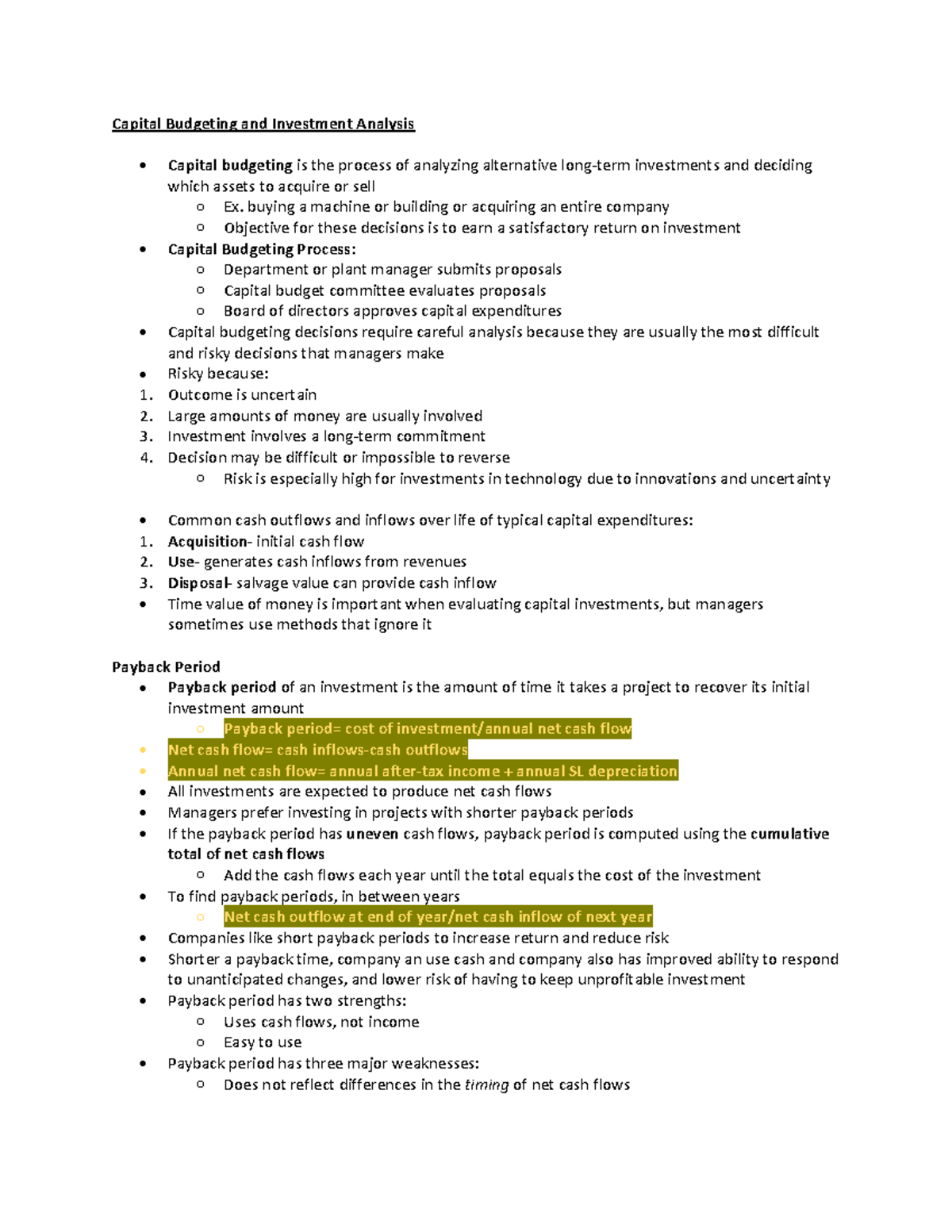 Capital Budgeting - ACCT 202 - Howard - Studocu