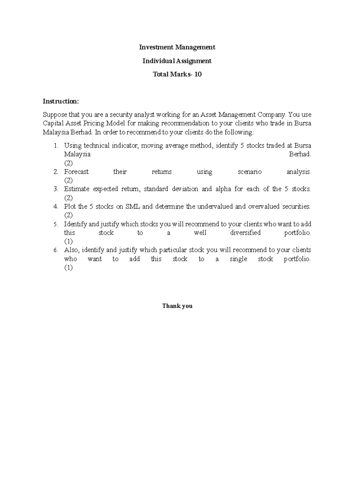 Individual Assignment - Investment Management Individual Assignment ...